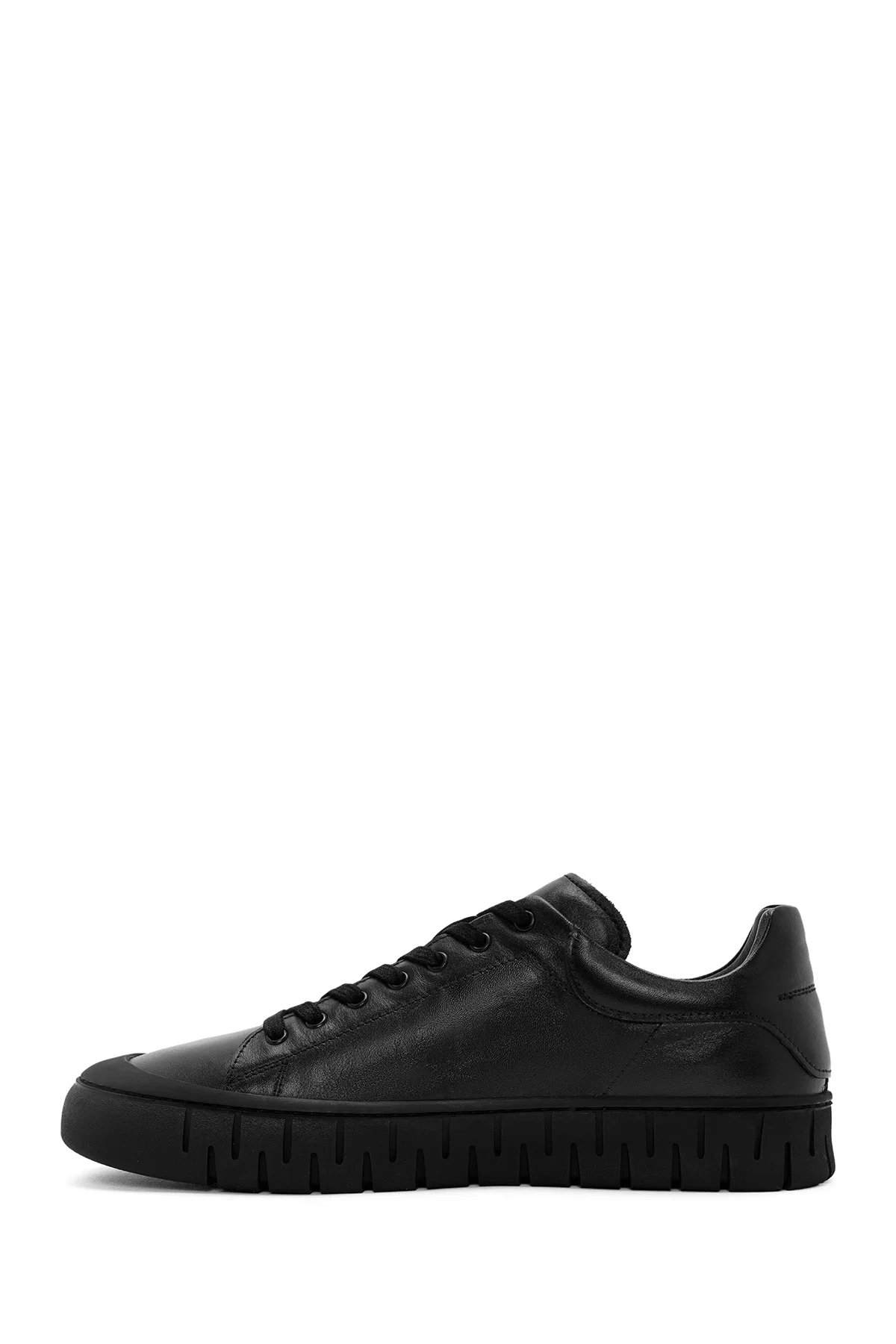 Erkek Siyah Bağcıklı Deri Sneaker - Image 2