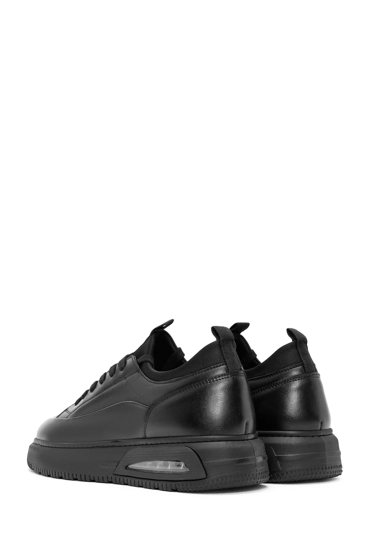 Erkek Siyah Bağcıklı Deri Sneaker - Image 5
