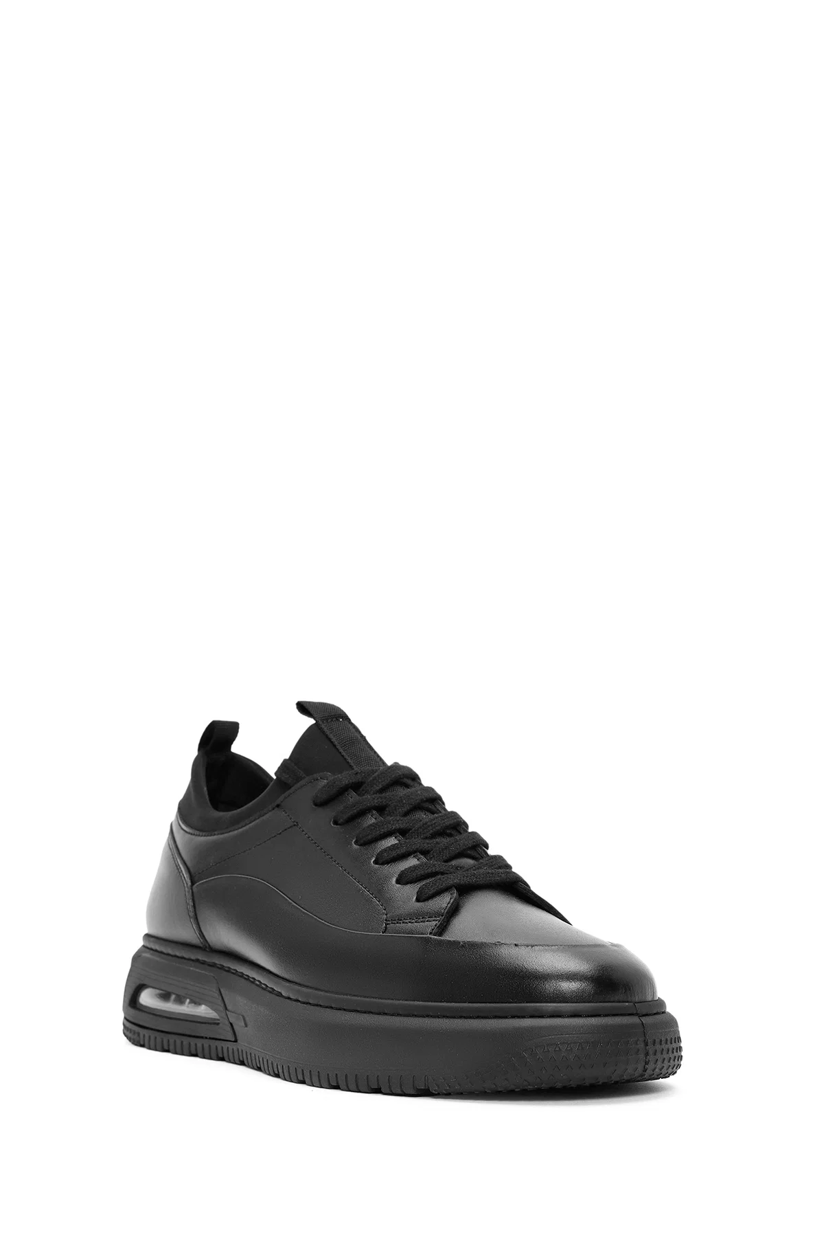 Erkek Siyah Bağcıklı Deri Sneaker - Image 6