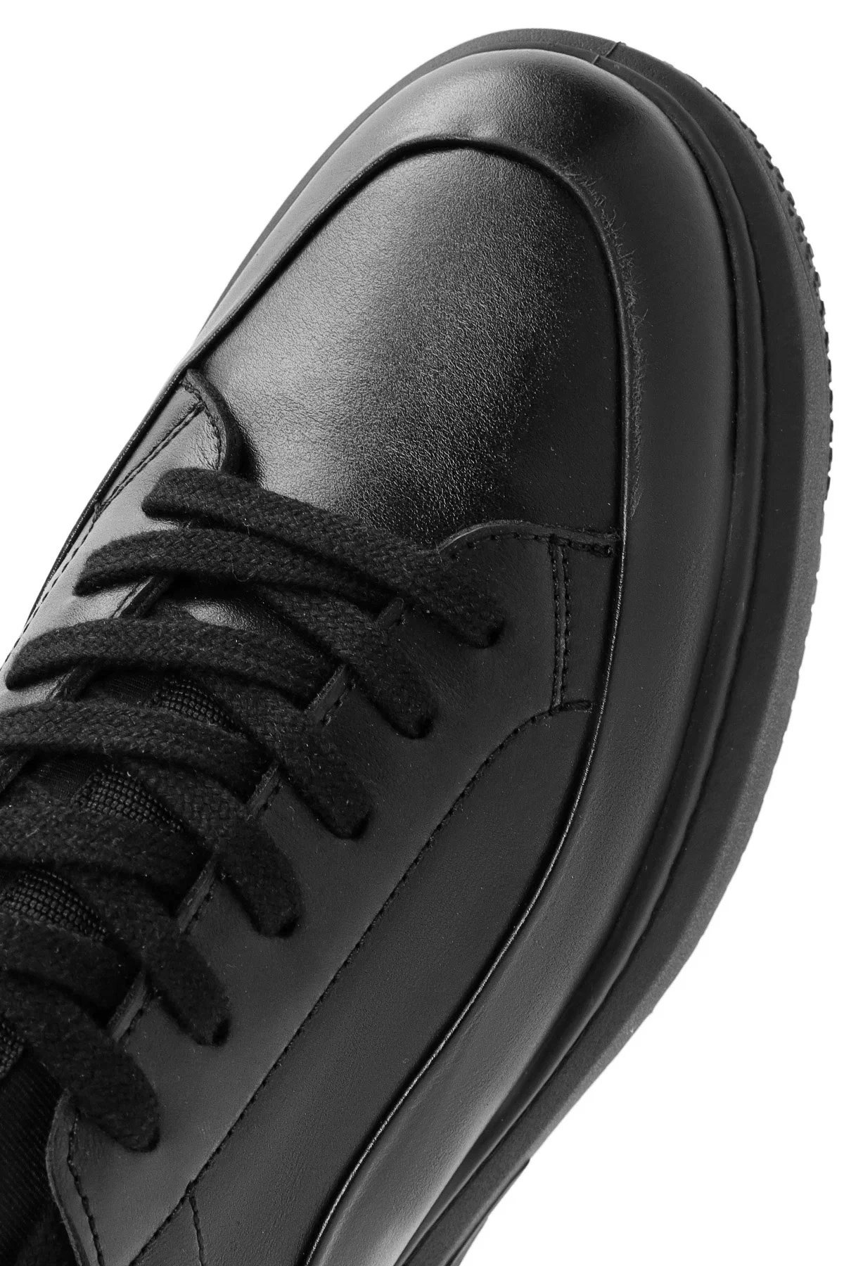 Erkek Siyah Bağcıklı Deri Sneaker - Image 9