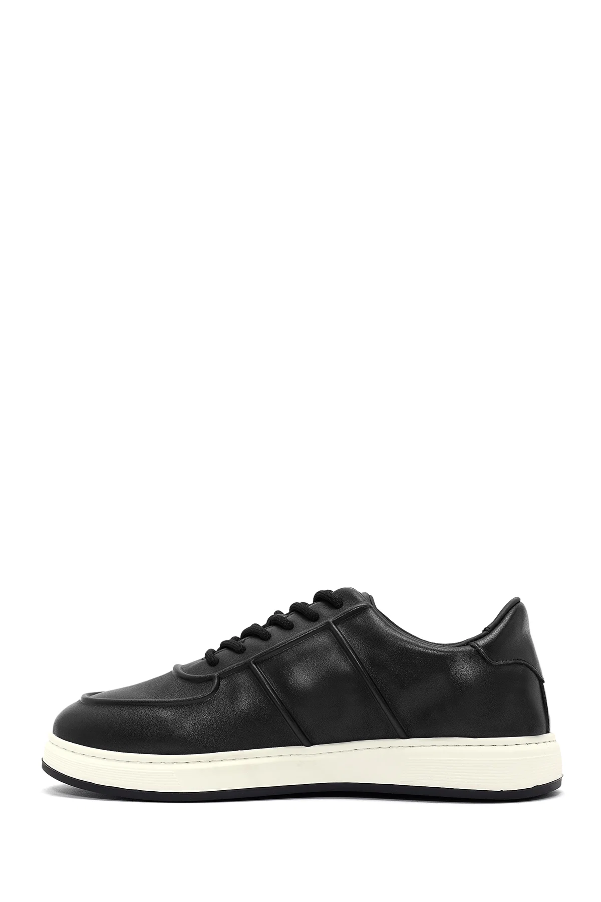 Erkek Siyah Bağcıklı Deri Sneaker - Image 2