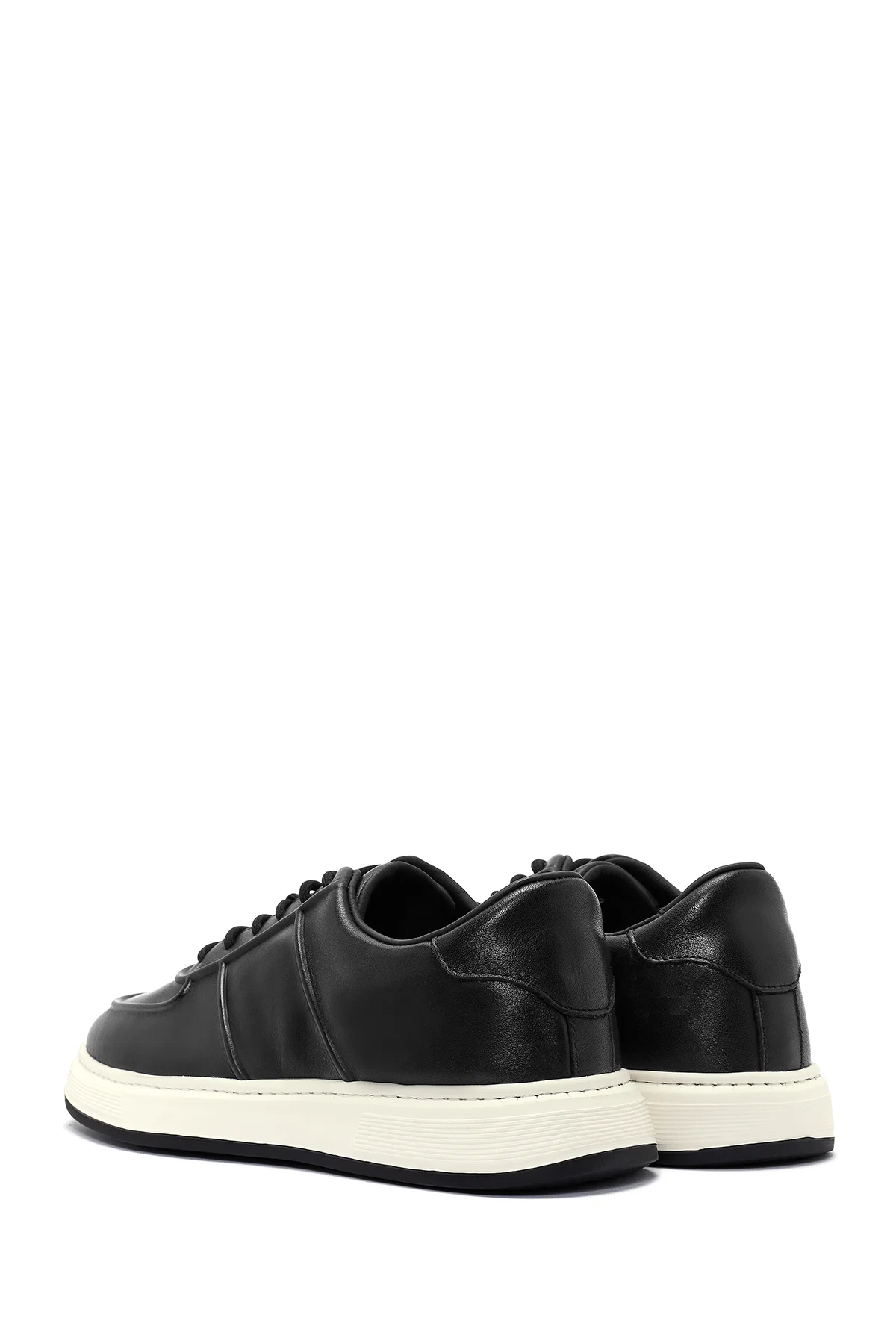Erkek Siyah Bağcıklı Deri Sneaker - Image 5