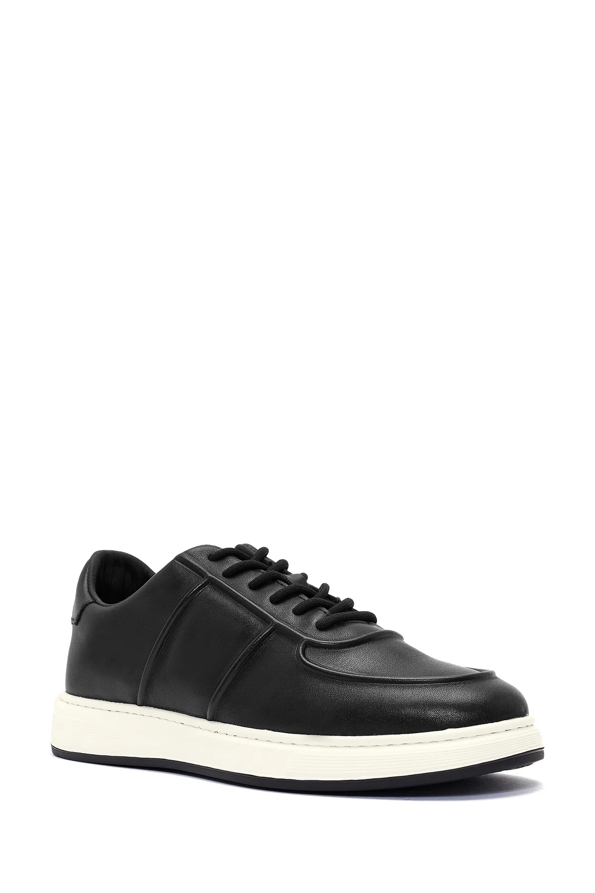 Erkek Siyah Bağcıklı Deri Sneaker - Image 7