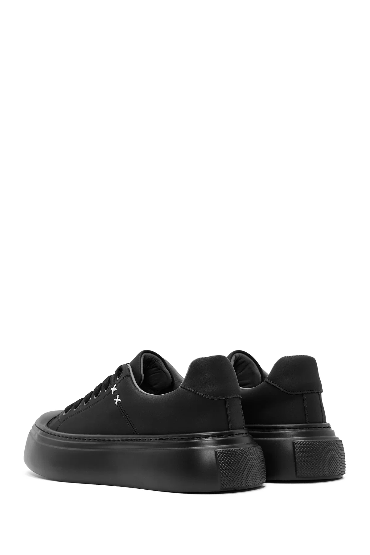 Erkek Siyah Bağcıklı Deri Sneaker - Image 5