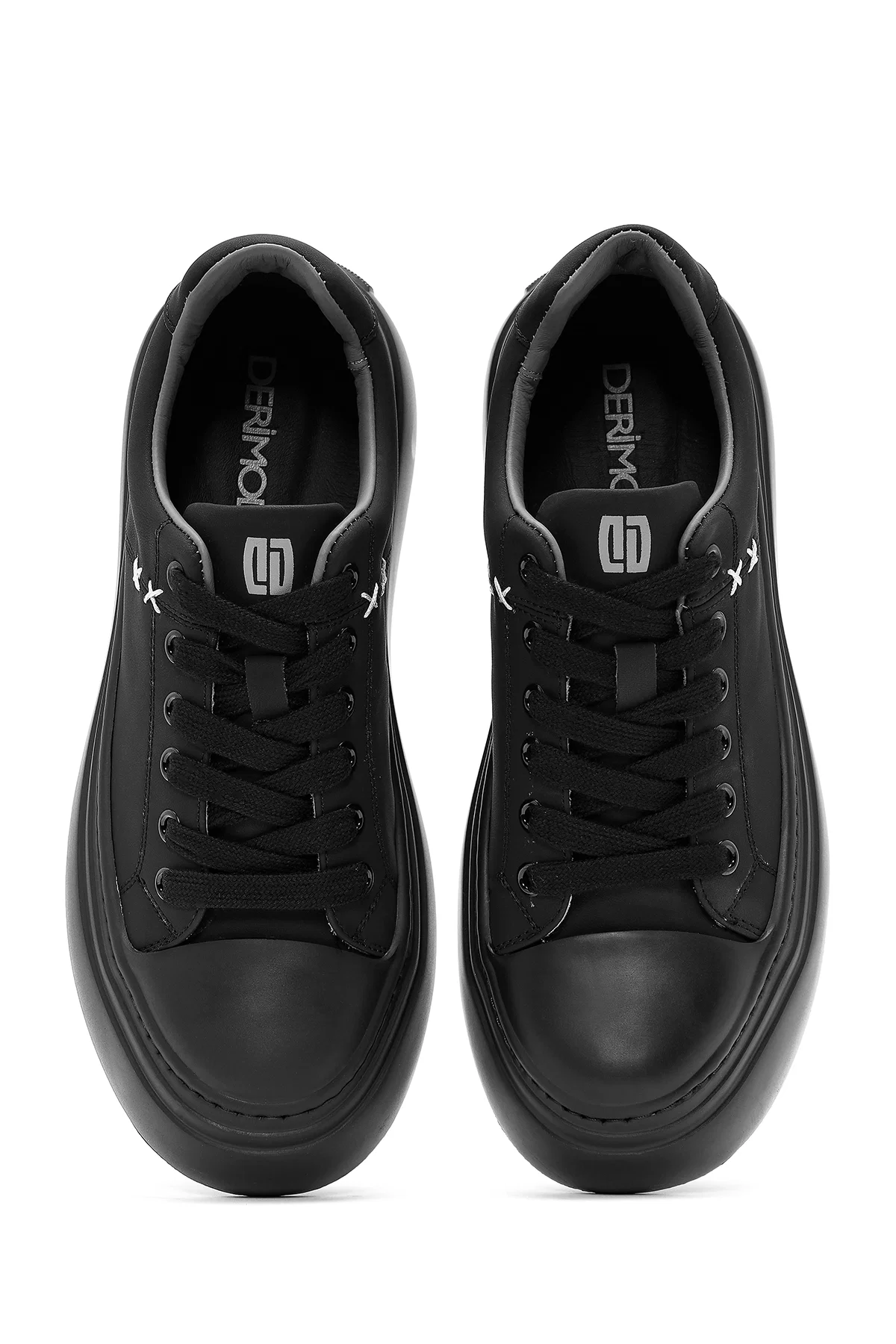 Erkek Siyah Bağcıklı Deri Sneaker - Image 6