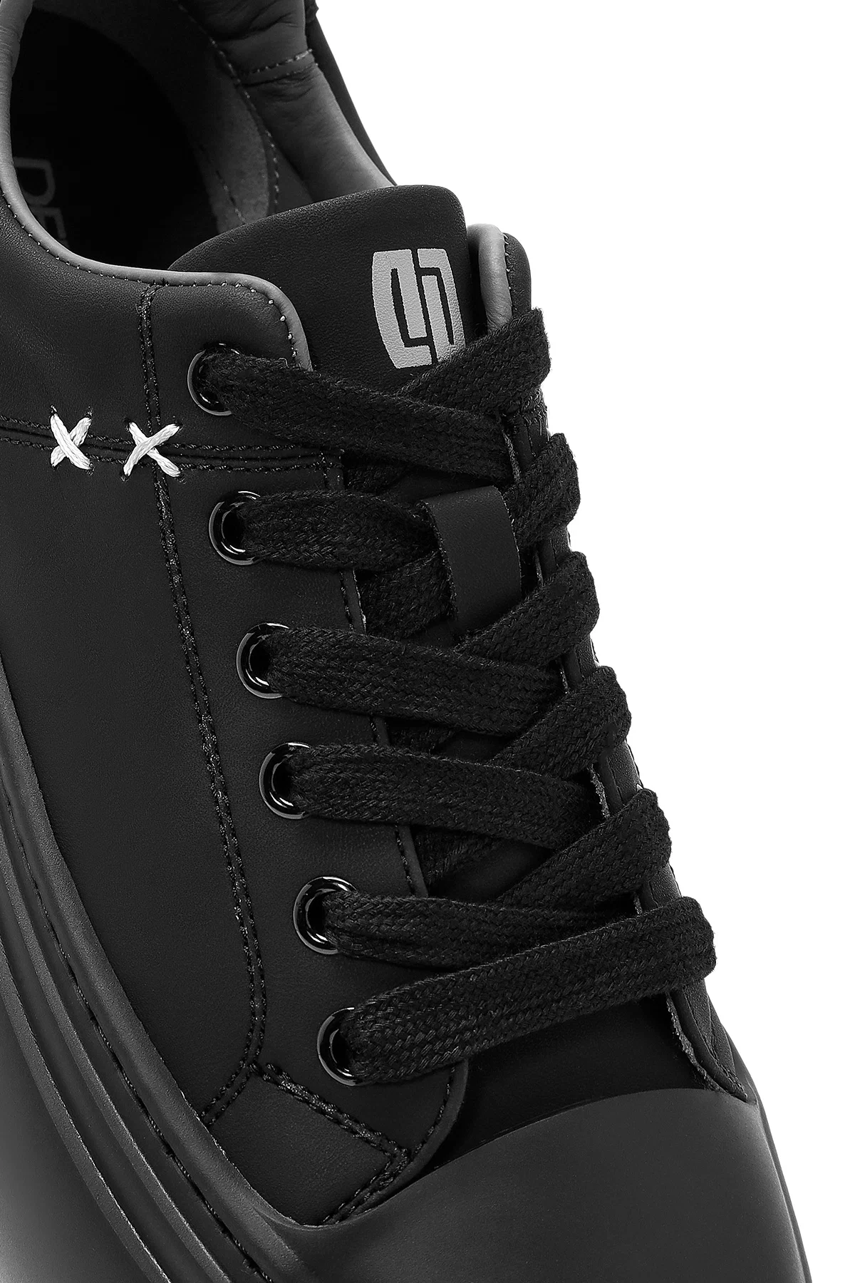 Erkek Siyah Bağcıklı Deri Sneaker - Image 9