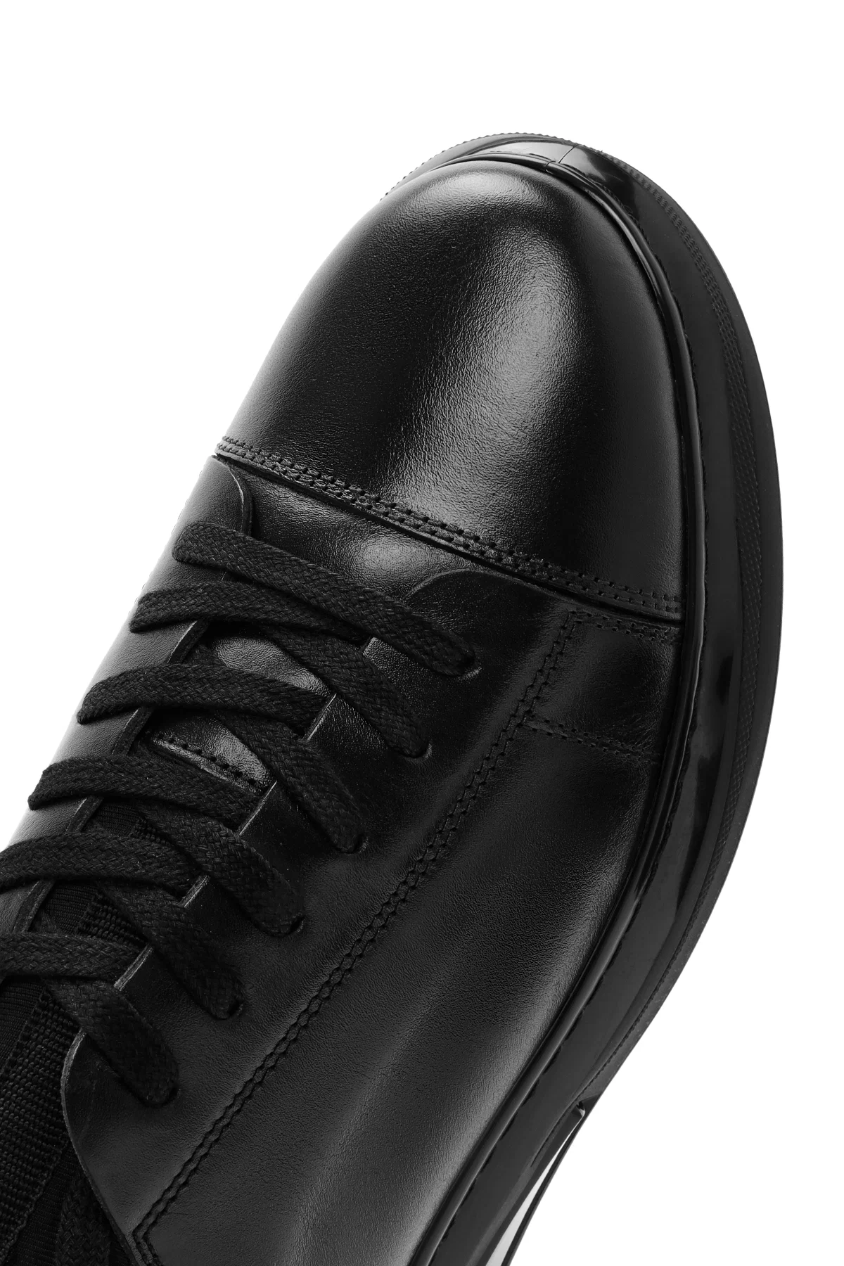 Erkek Siyah Bağcıklı Deri Sneaker - Image 10