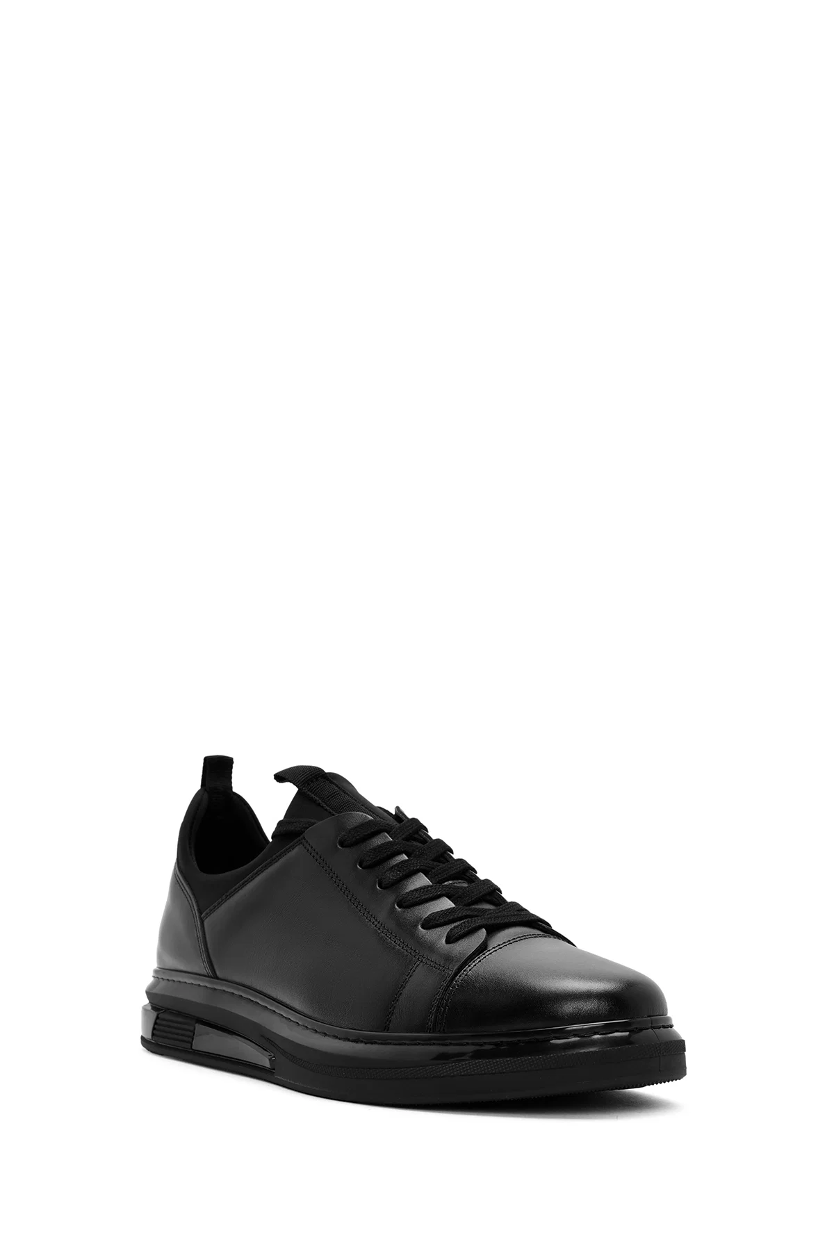 Erkek Siyah Bağcıklı Deri Sneaker - Image 6