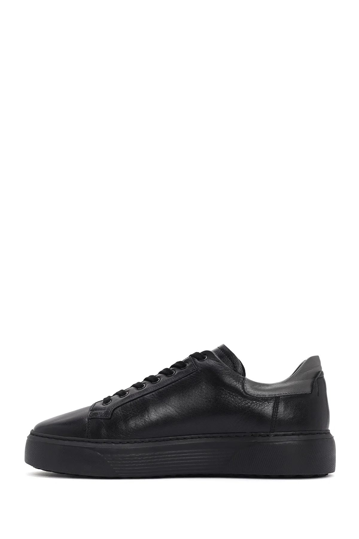 Erkek Siyah Bağcıklı Deri Sneaker - Image 2