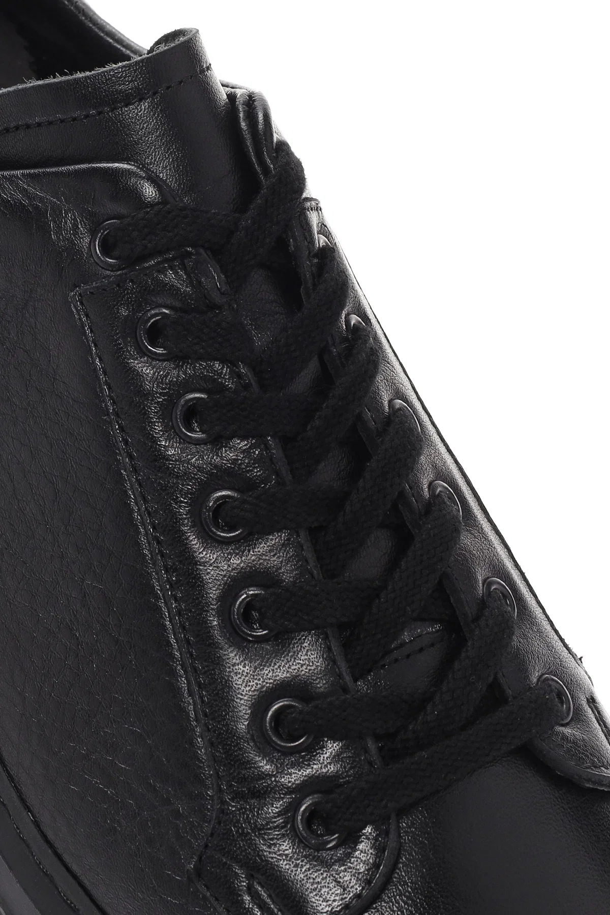 Erkek Siyah Bağcıklı Deri Sneaker - Image 9