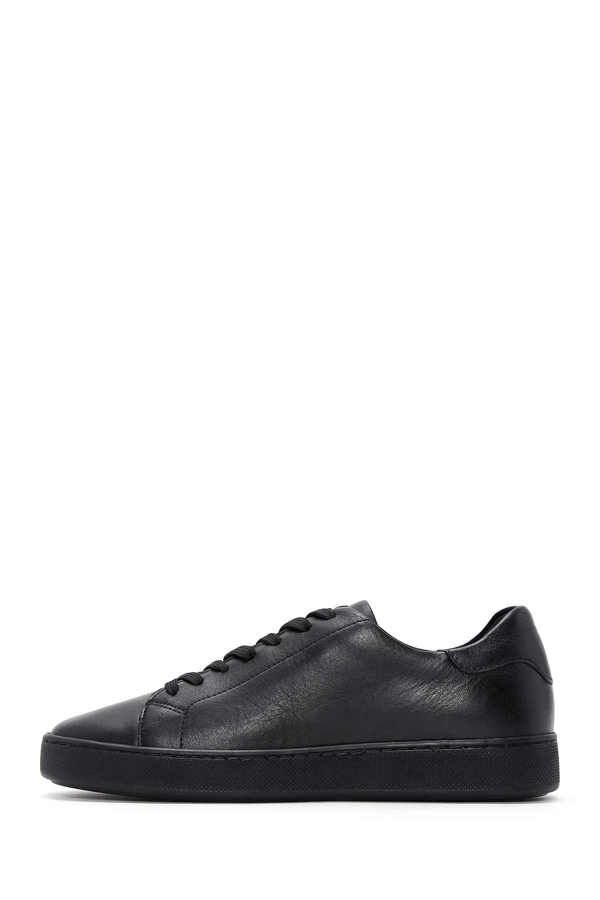 Erkek Siyah Bağcıklı Deri Sneaker - Image 2