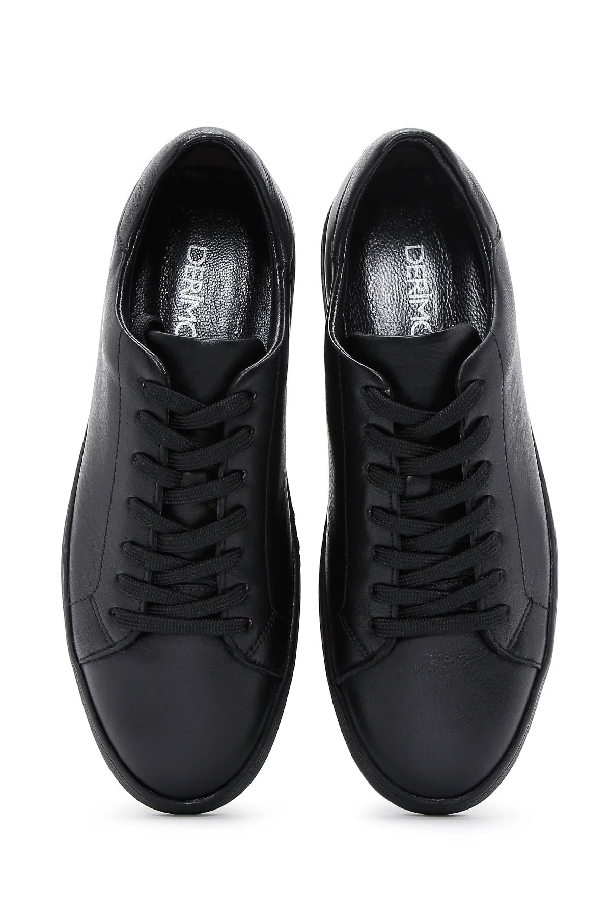 Erkek Siyah Bağcıklı Deri Sneaker - Image 6