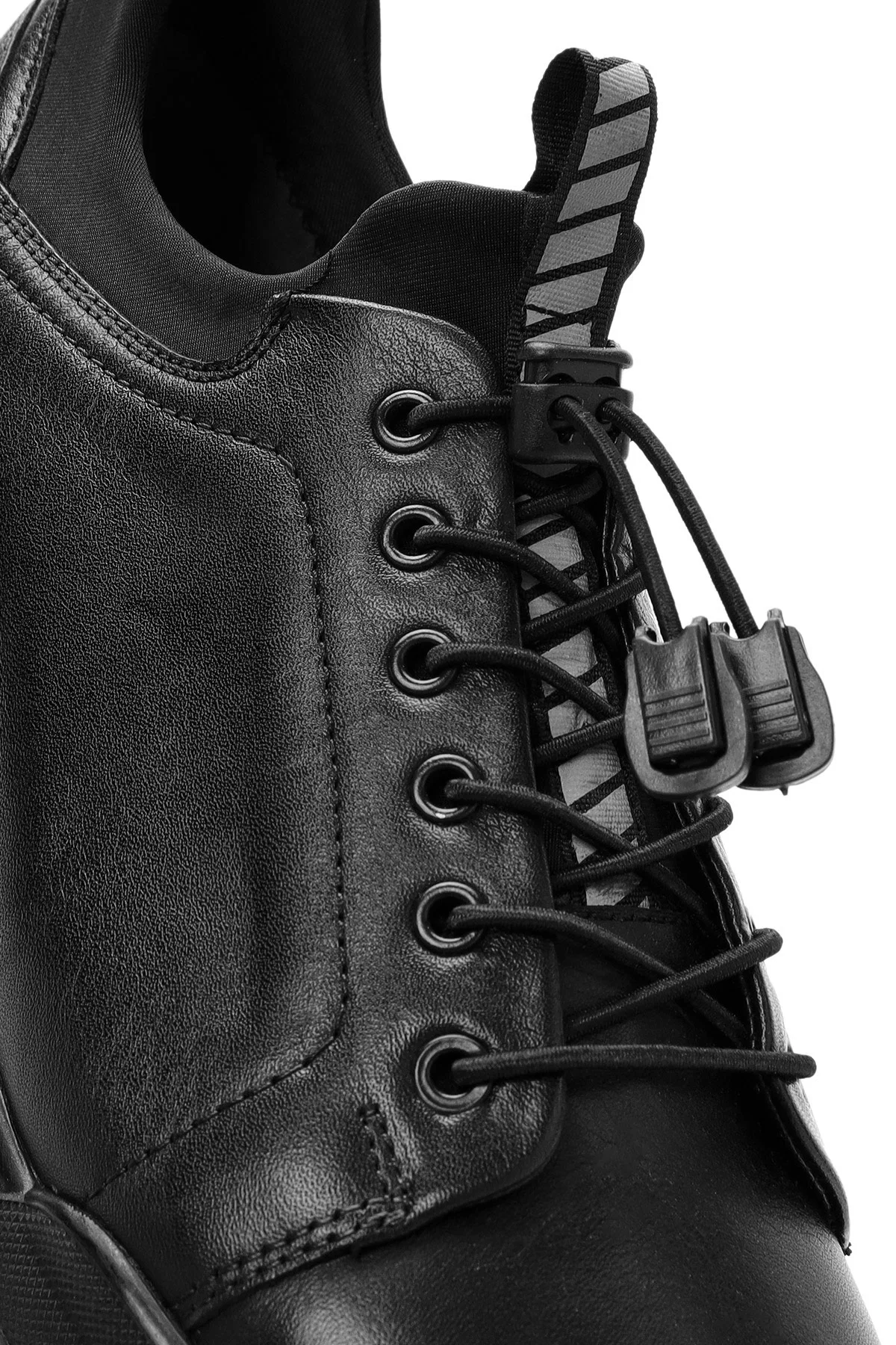 Erkek Siyah Bağcıklı Deri Sneaker - Image 10