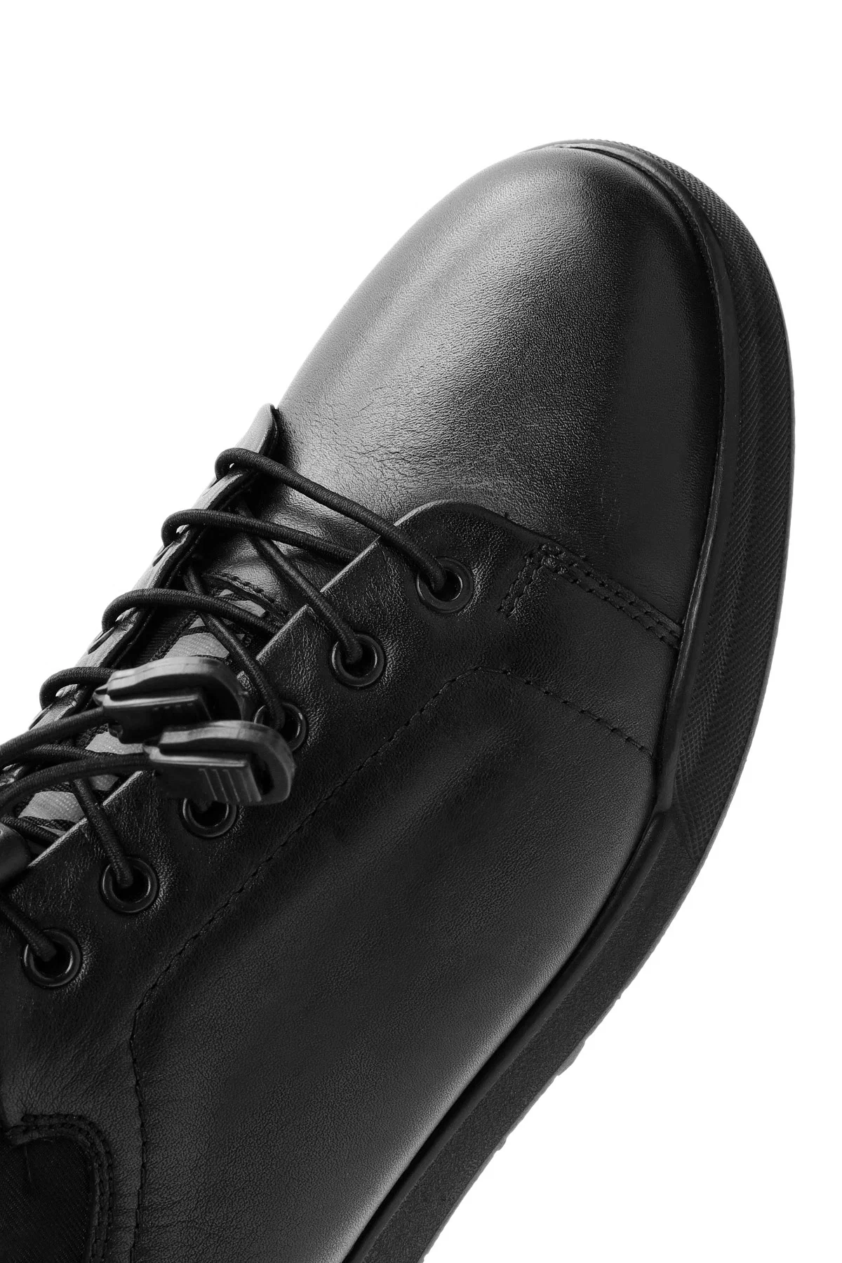 Erkek Siyah Bağcıklı Deri Sneaker - Image 12
