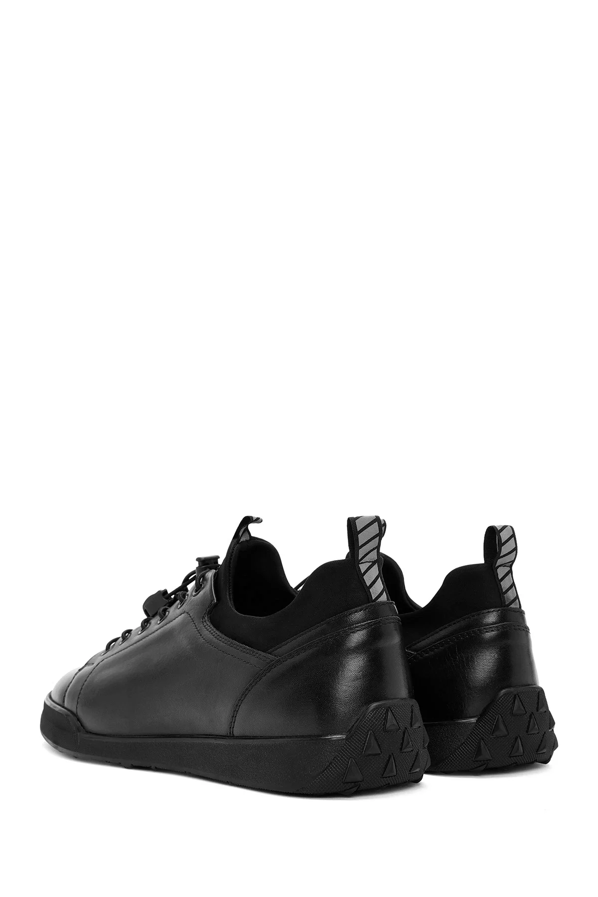 Erkek Siyah Bağcıklı Deri Sneaker - Image 5