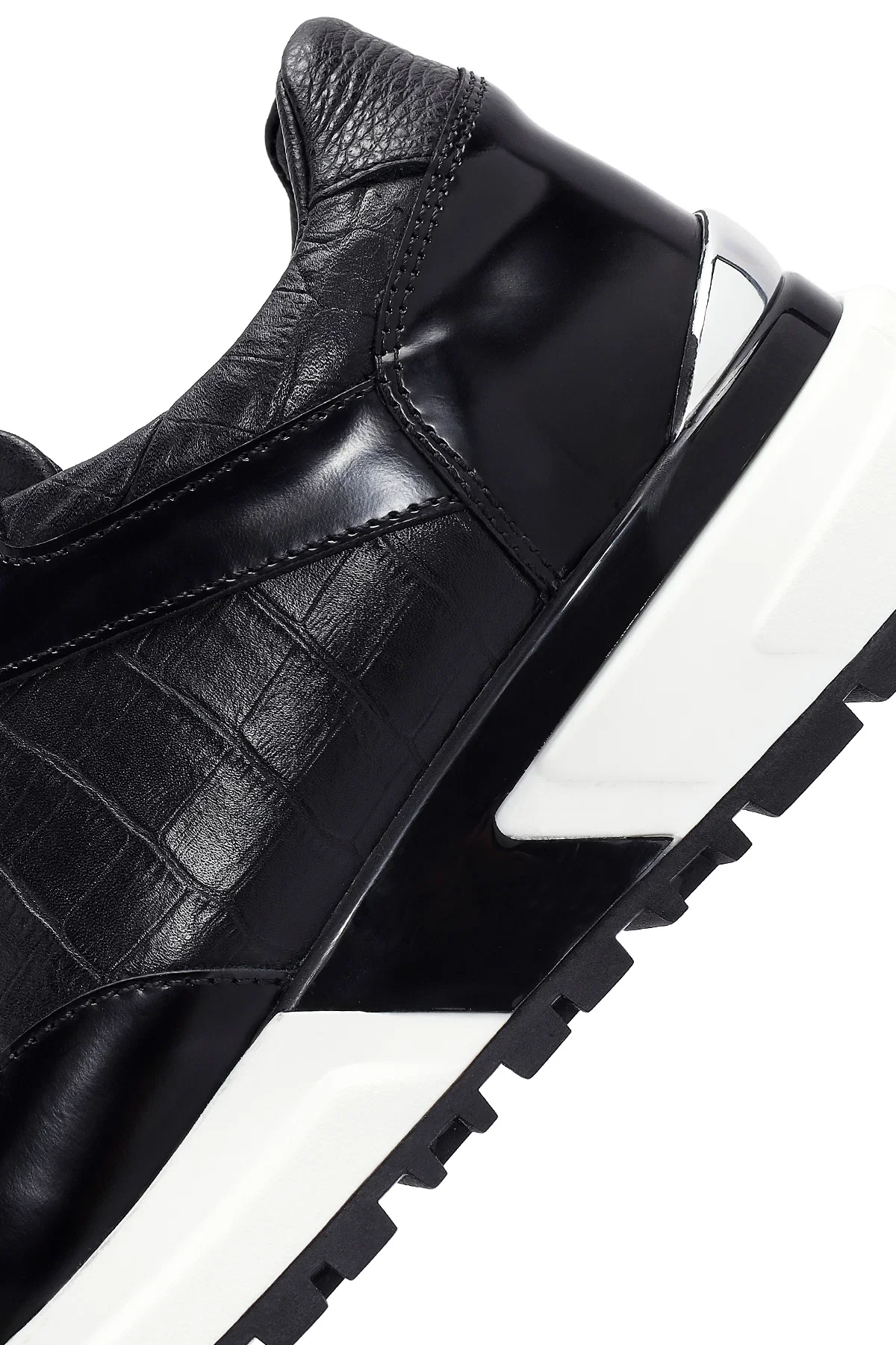 Erkek Siyah Bağcıklı Deri Sneaker - Image 8