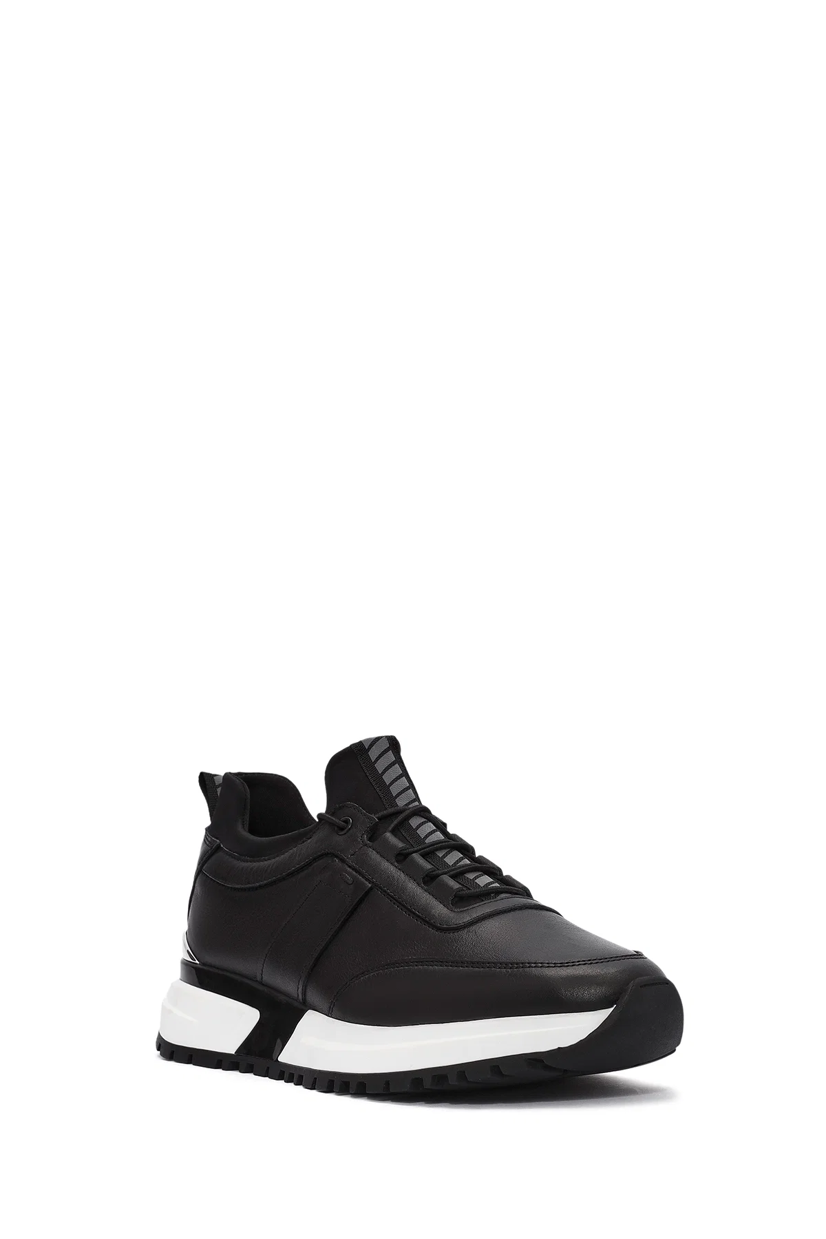 Erkek Siyah Bağcıklı Deri Sneaker - Image 6