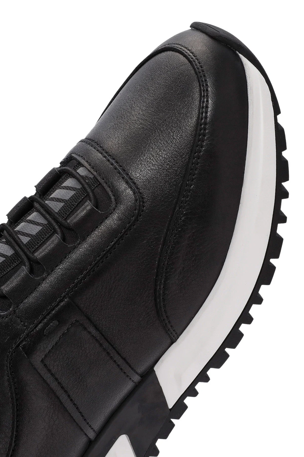 Erkek Siyah Bağcıklı Deri Sneaker - Image 8