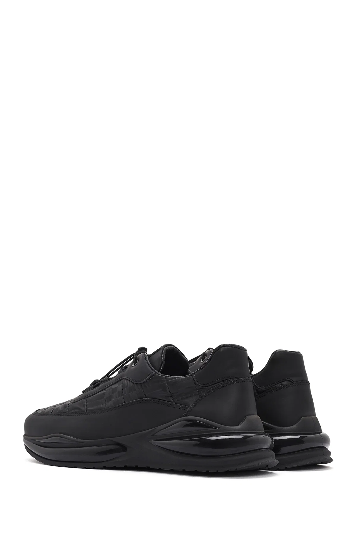 Erkek Siyah bağcıklı Deri Sneaker - Image 5