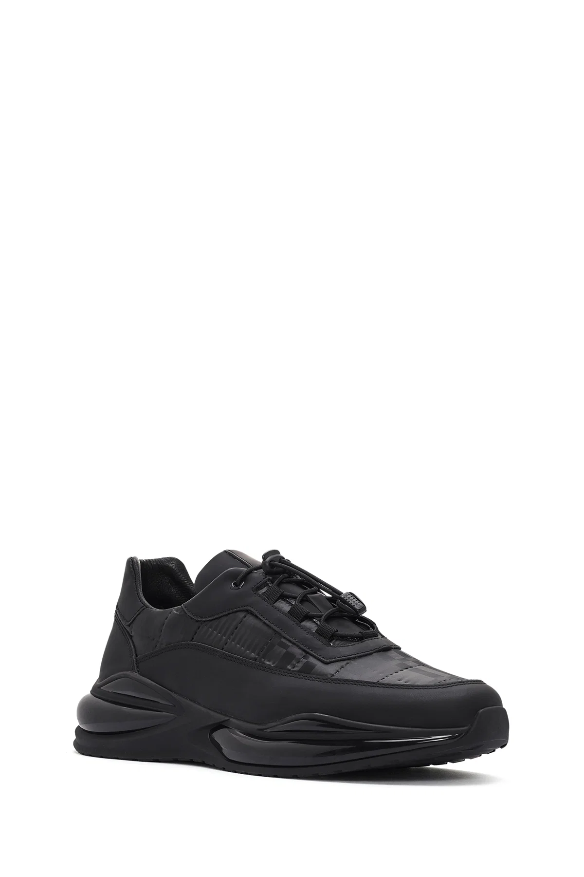 Erkek Siyah bağcıklı Deri Sneaker - Image 6