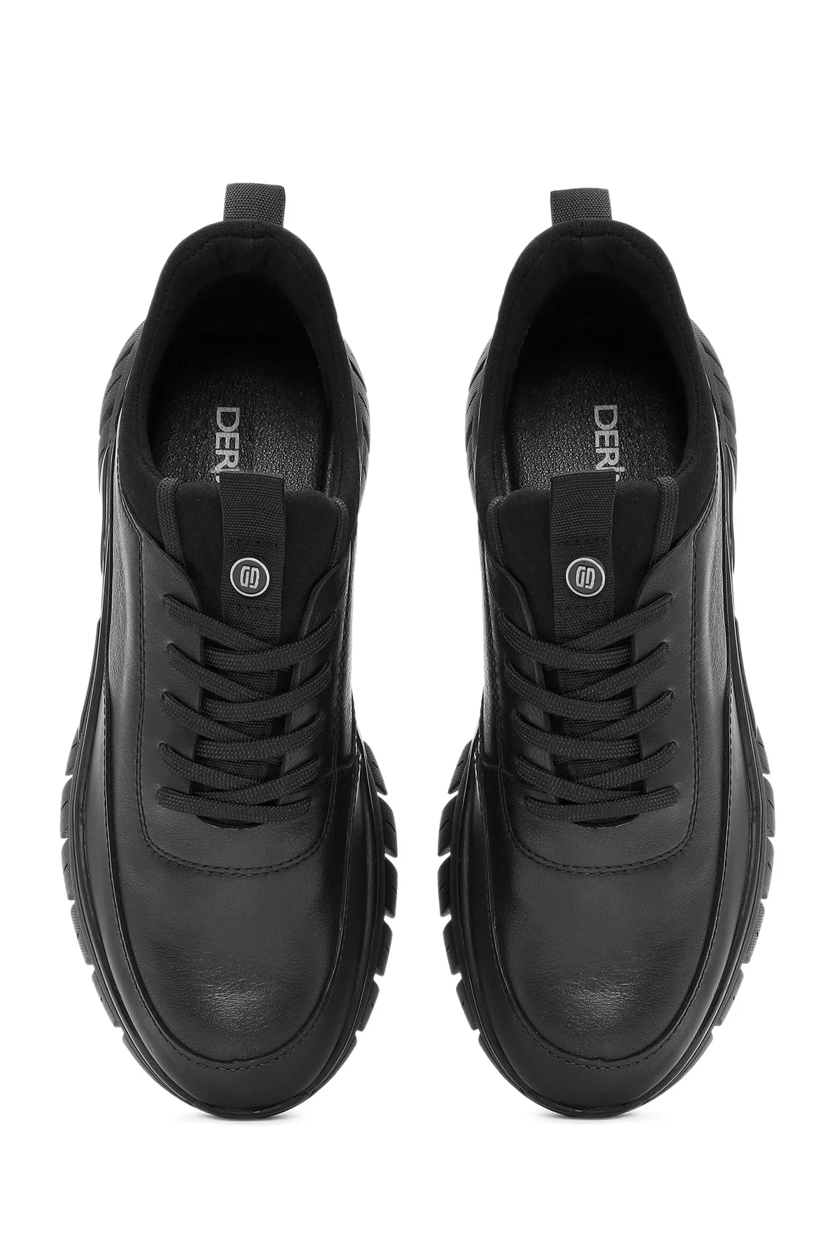 Erkek Siyah Bağcıklı Deri Sneaker - Image 7
