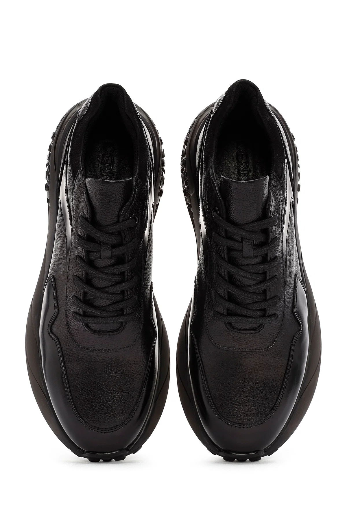 Erkek Siyah Bağcıklı Deri Sneaker - Image 7
