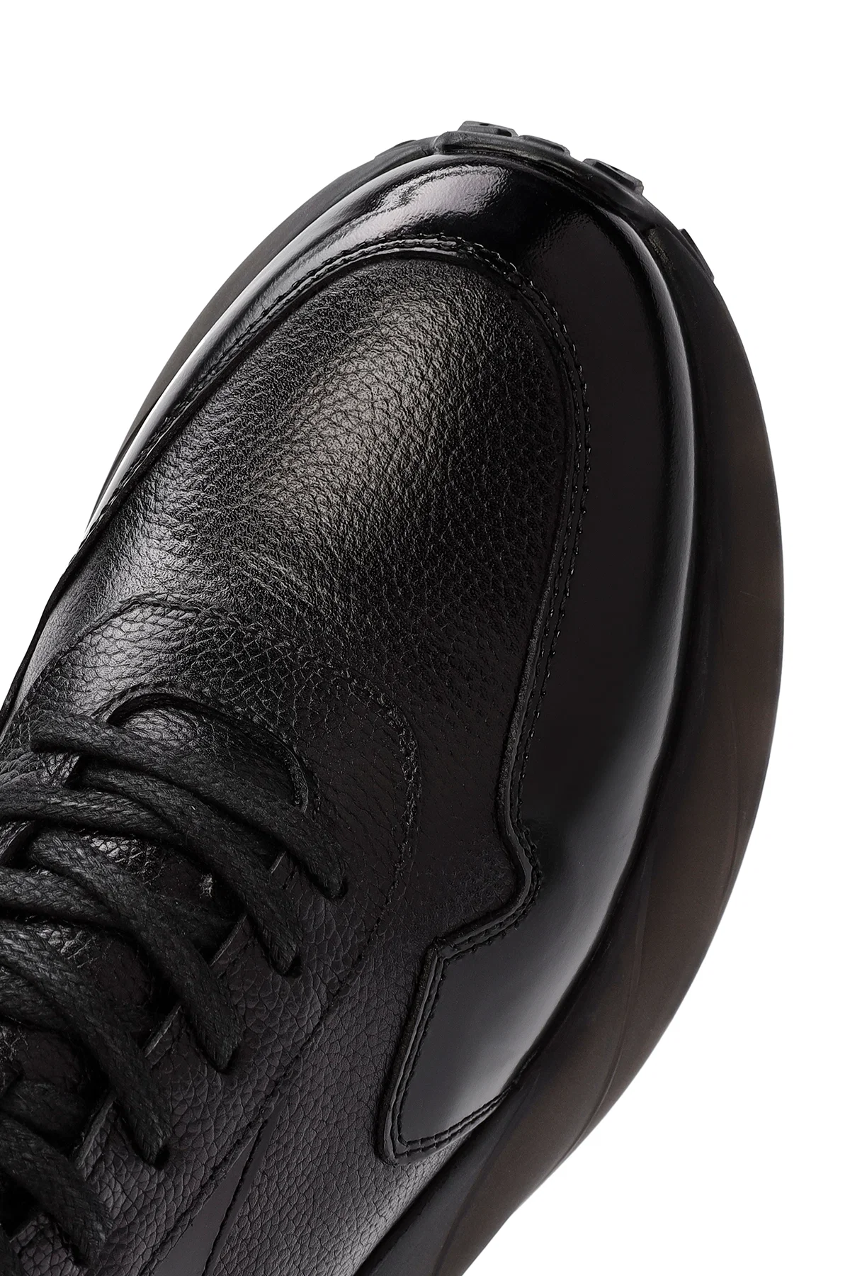 Erkek Siyah Bağcıklı Deri Sneaker - Image 9