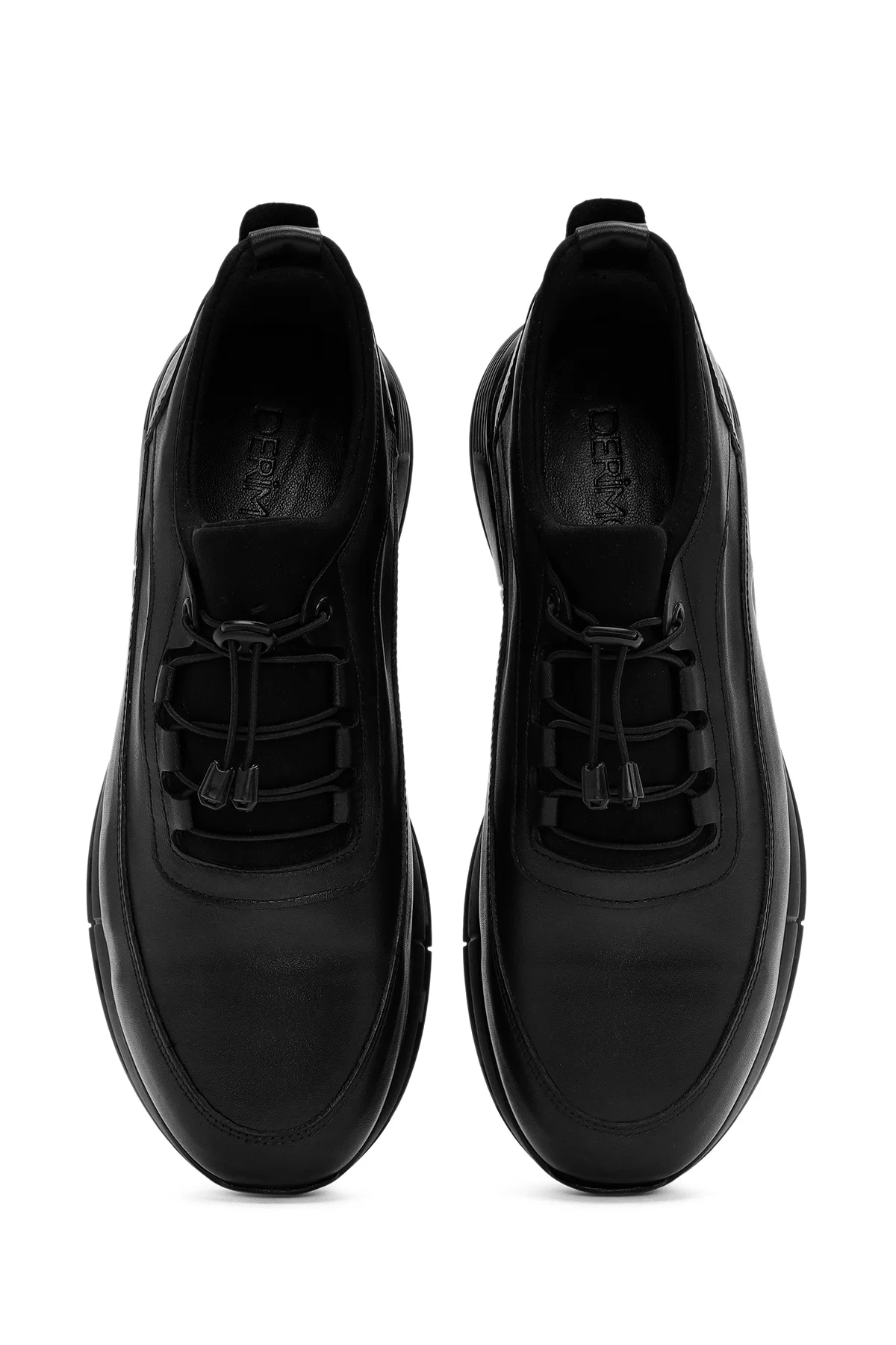 Erkek Siyah Bağcıklı Deri Sneaker - Image 7