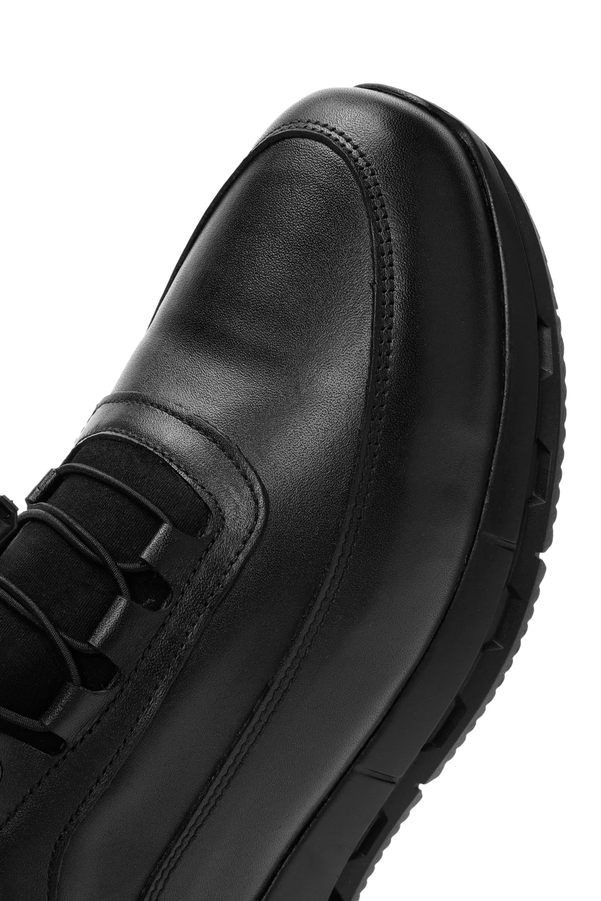 Erkek Siyah Bağcıklı Deri Sneaker - Image 9