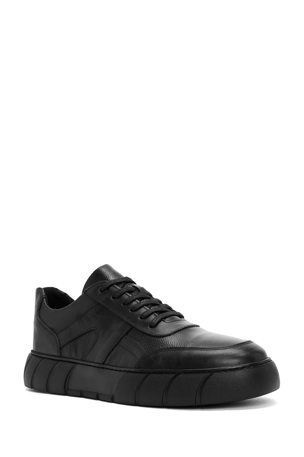 Erkek Siyah Bağcıklı Deri Sneaker - Image 6