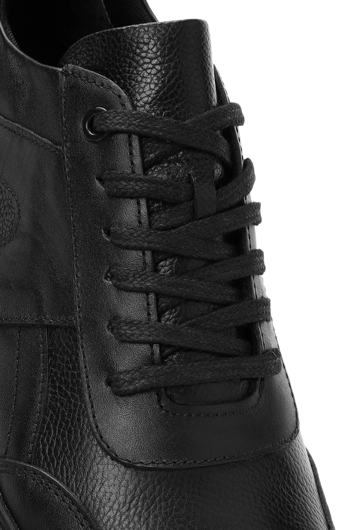 Erkek Siyah Bağcıklı Deri Sneaker - Image 8