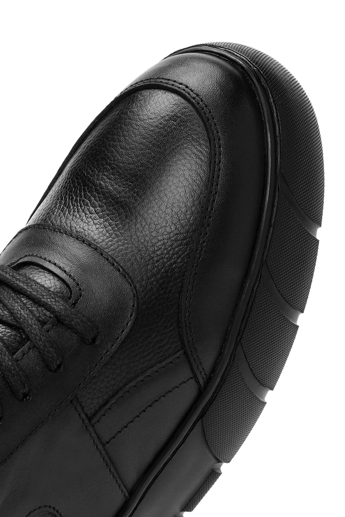 Erkek Siyah Bağcıklı Deri Sneaker - Image 9