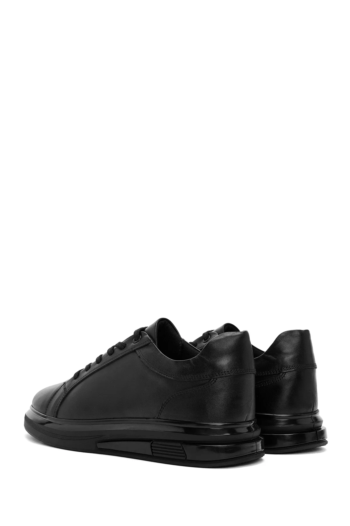 Erkek Siyah Bağcıklı Deri Sneaker - Image 5
