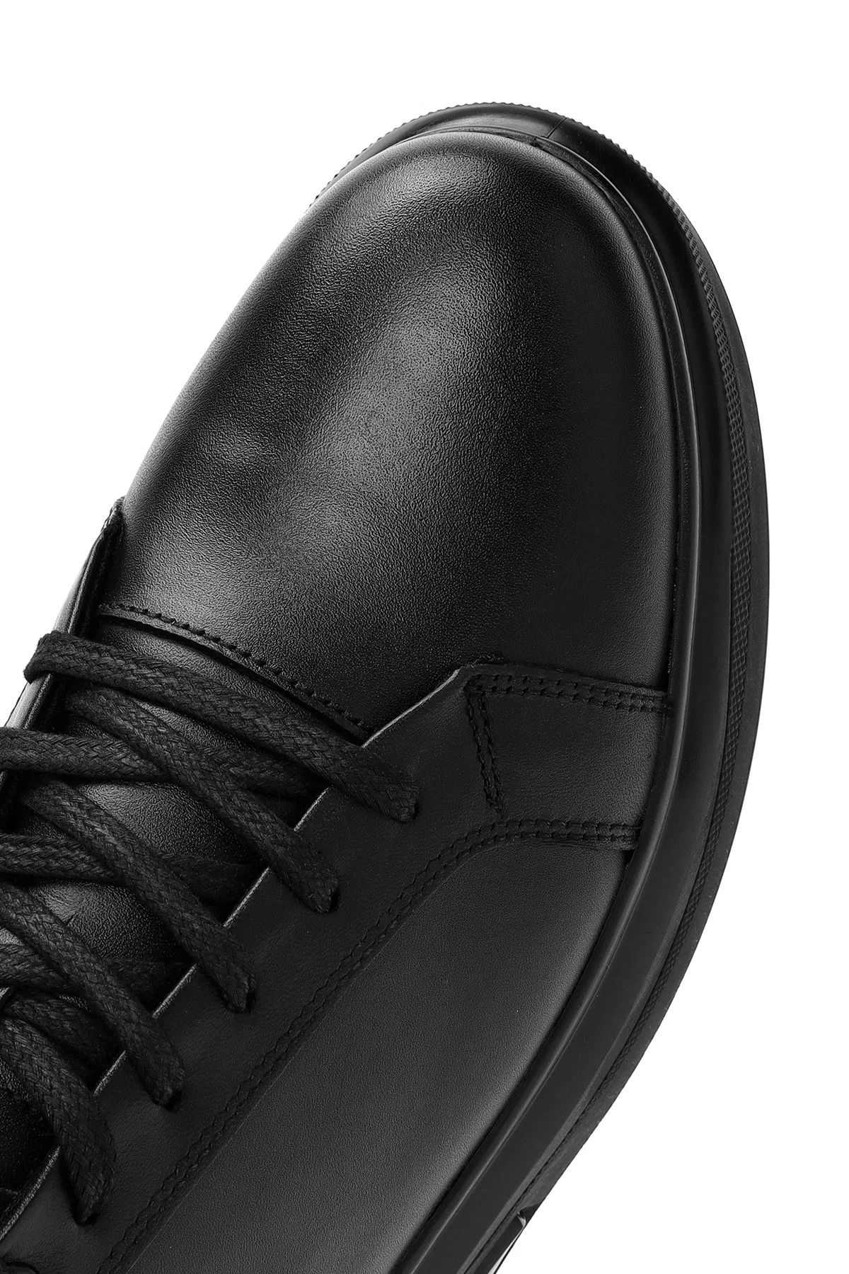 Erkek Siyah Bağcıklı Deri Sneaker - Image 9