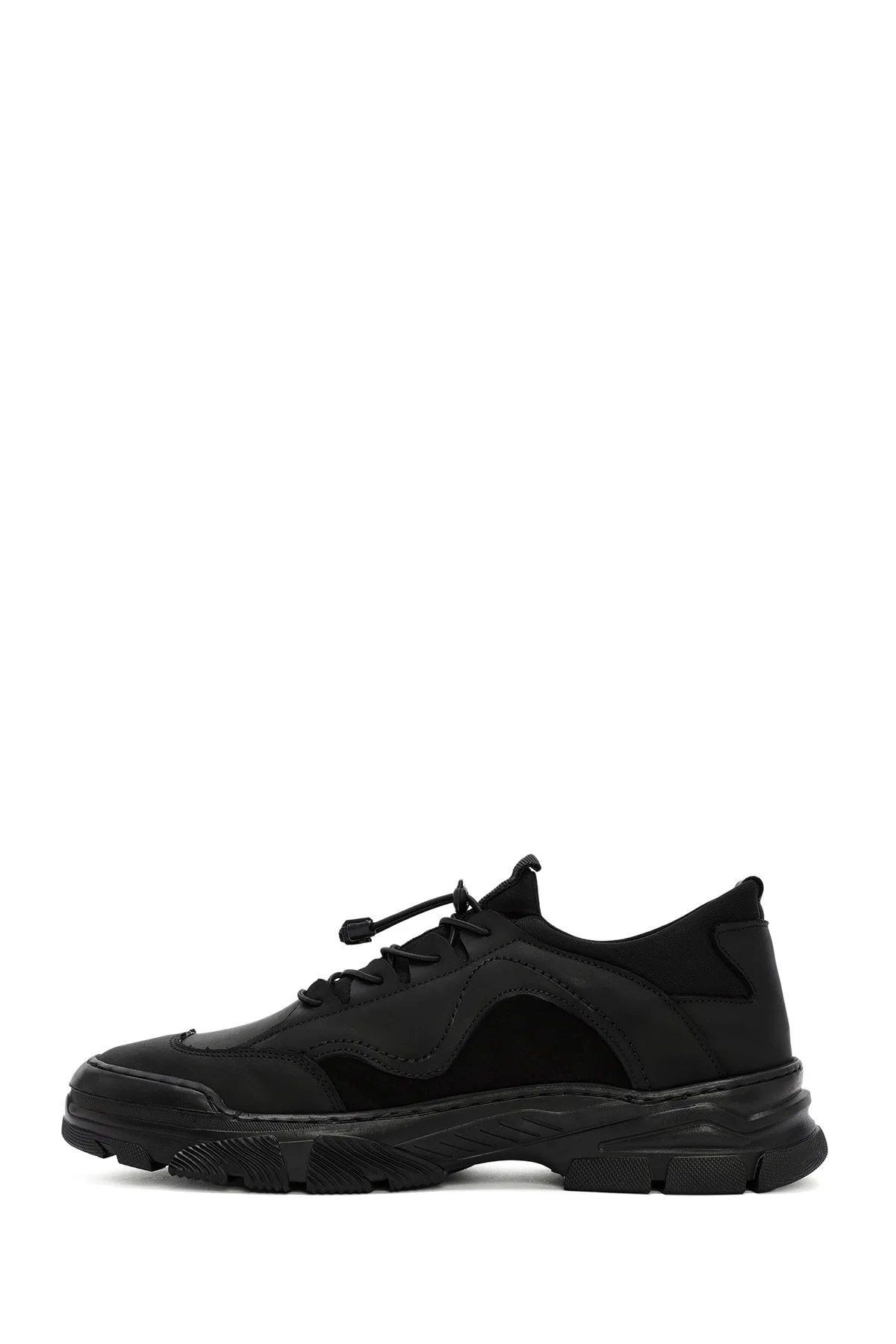 Erkek Siyah Bağcıklı Deri Sneaker - Image 2