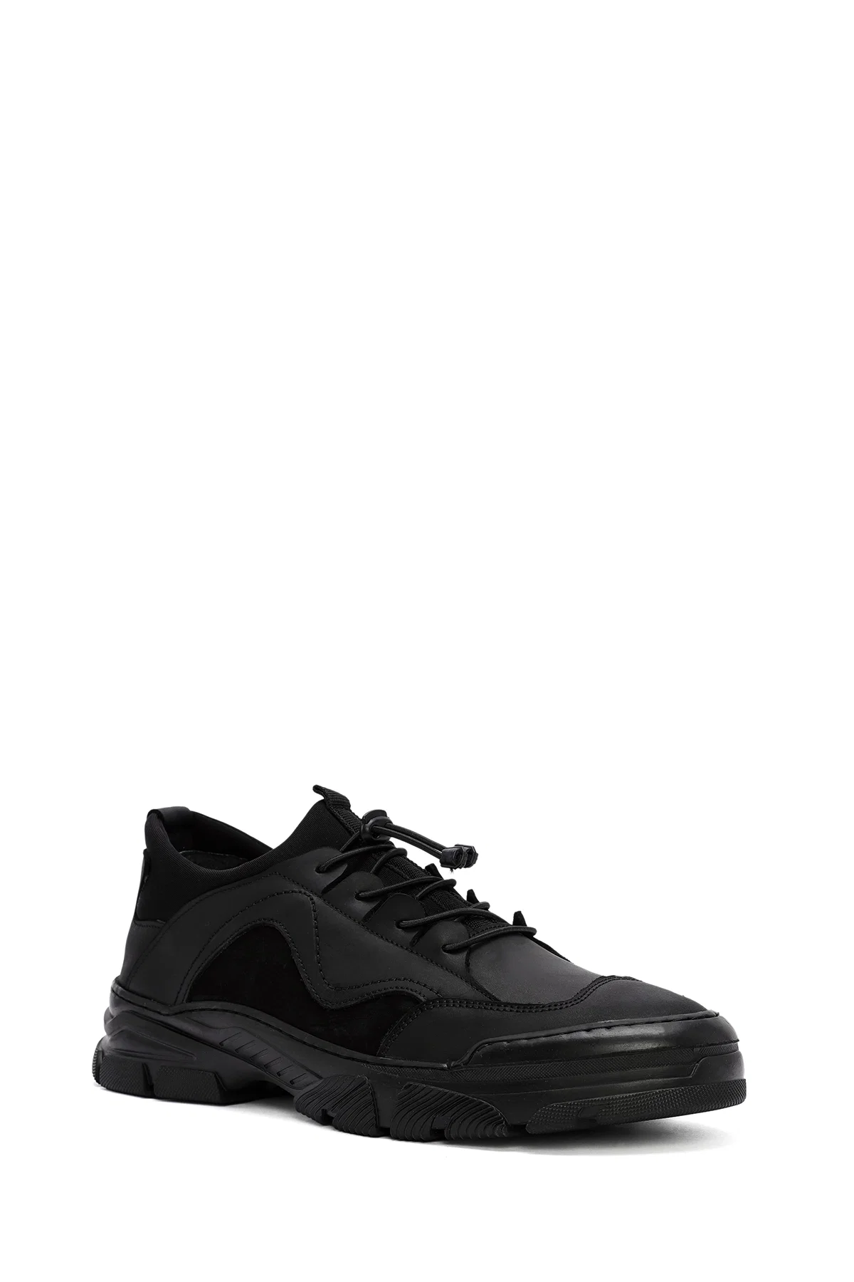 Erkek Siyah Bağcıklı Deri Sneaker - Image 6