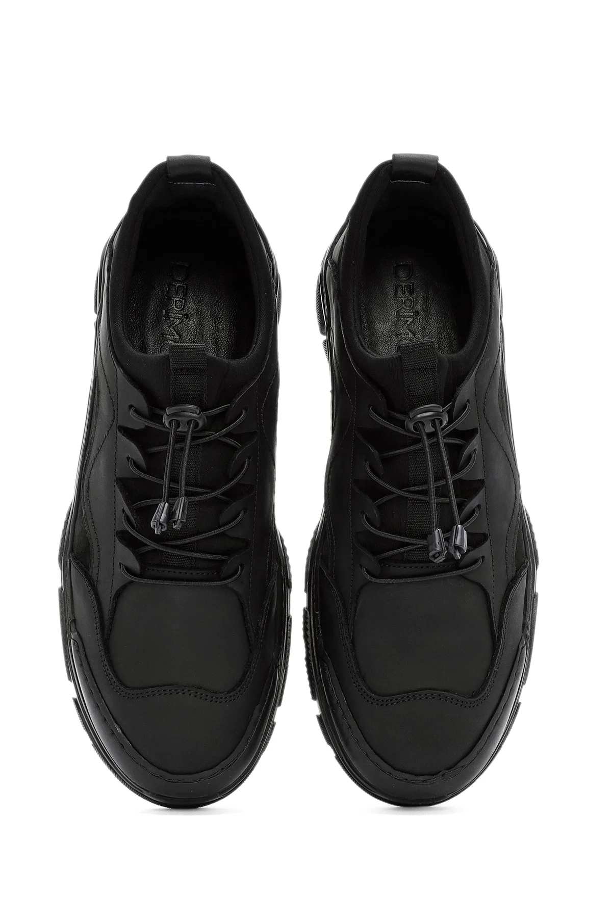 Erkek Siyah Bağcıklı Deri Sneaker - Image 7
