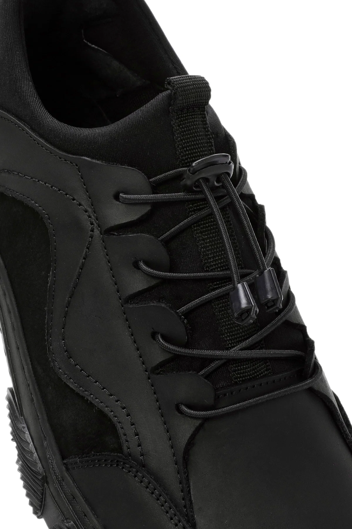 Erkek Siyah Bağcıklı Deri Sneaker - Image 9