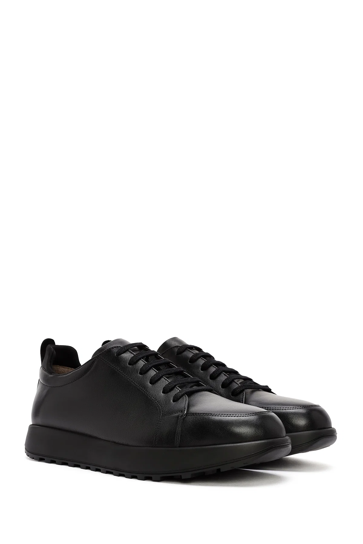 Erkek Siyah bağcıklı Deri Sneaker - Image 3