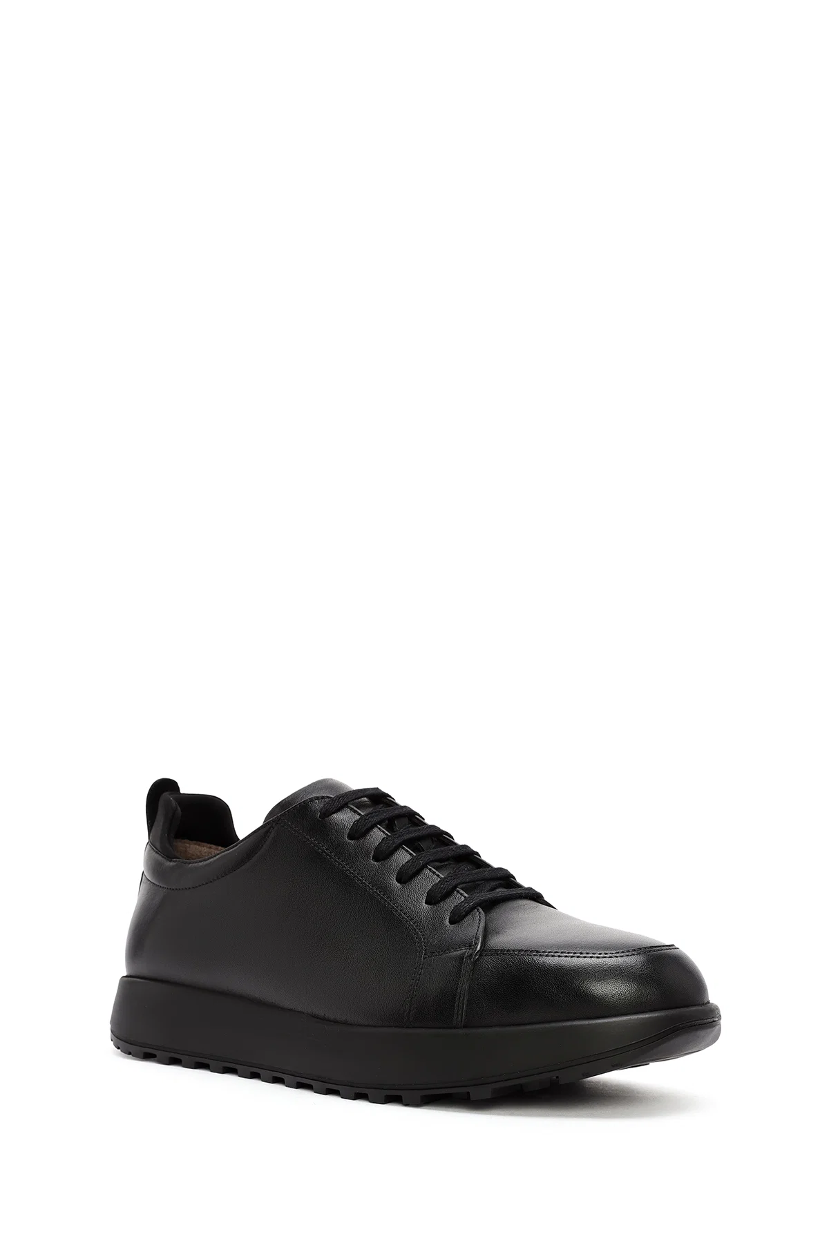 Erkek Siyah bağcıklı Deri Sneaker - Image 6