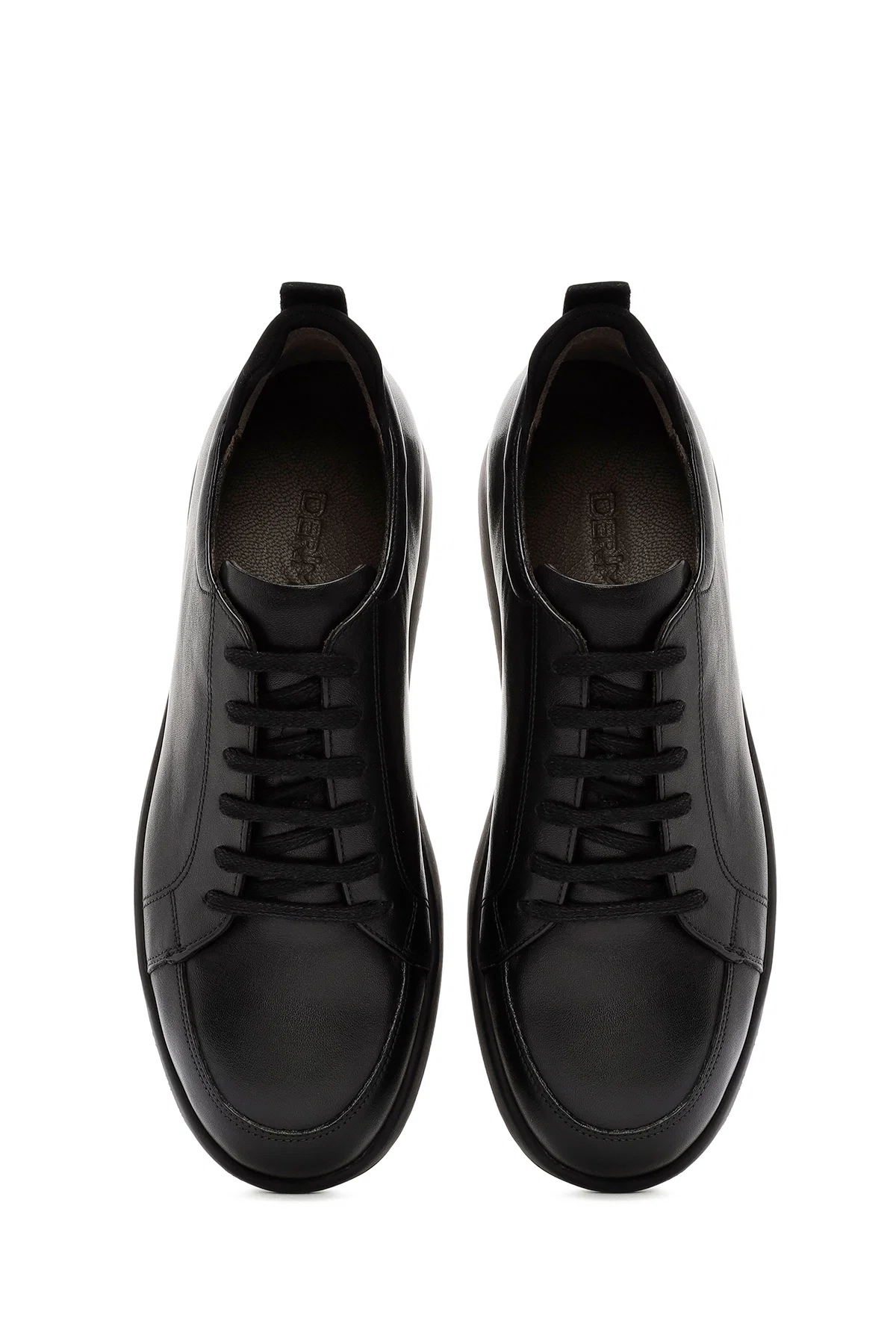 Erkek Siyah bağcıklı Deri Sneaker - Image 7