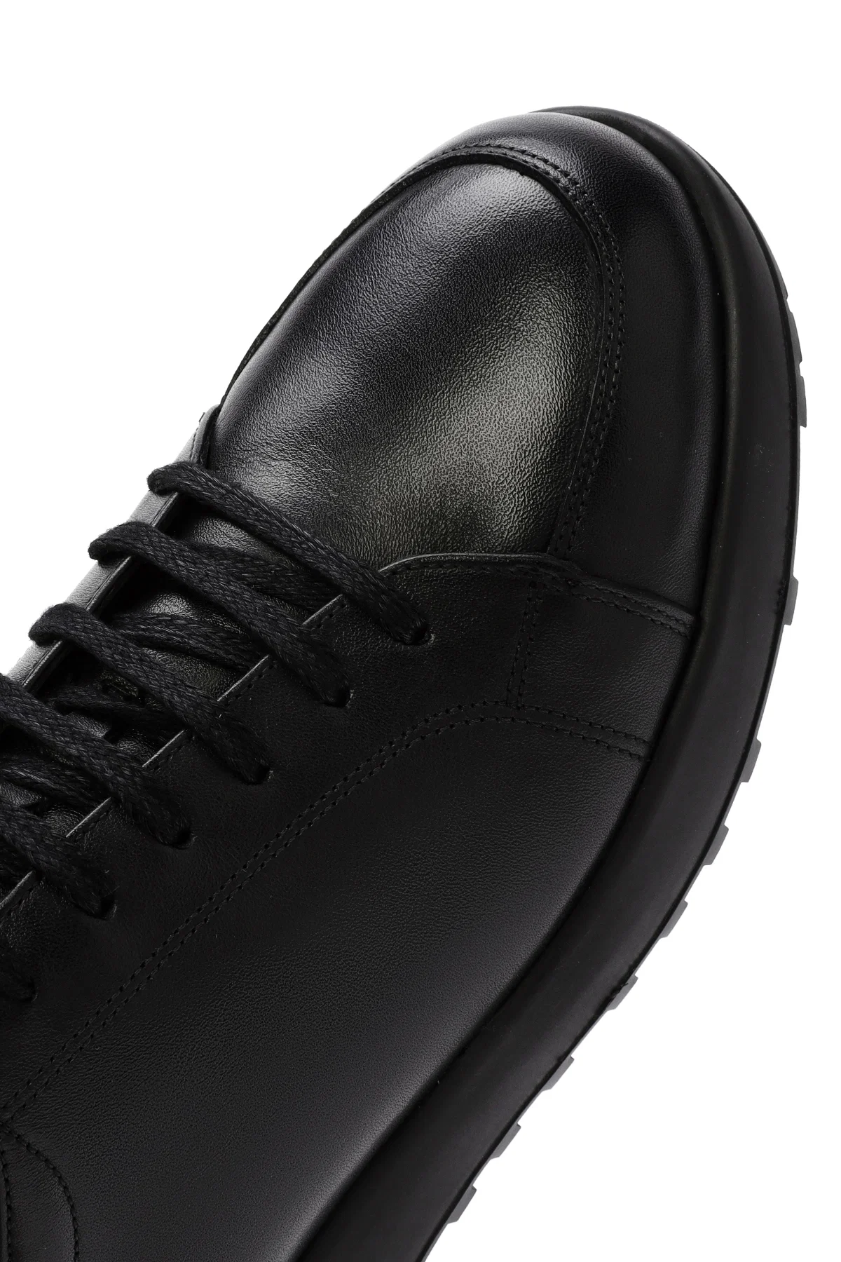 Erkek Siyah bağcıklı Deri Sneaker - Image 9