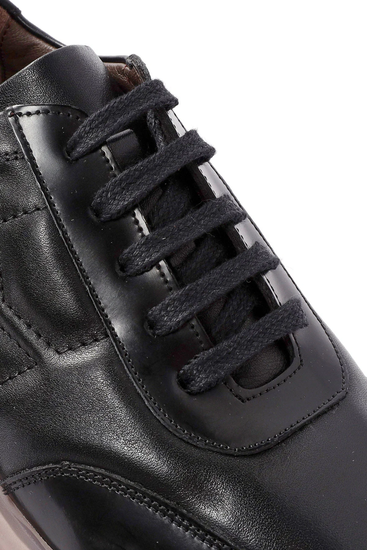 Erkek Siyah Bağcıklı Deri Sneaker - Image 10