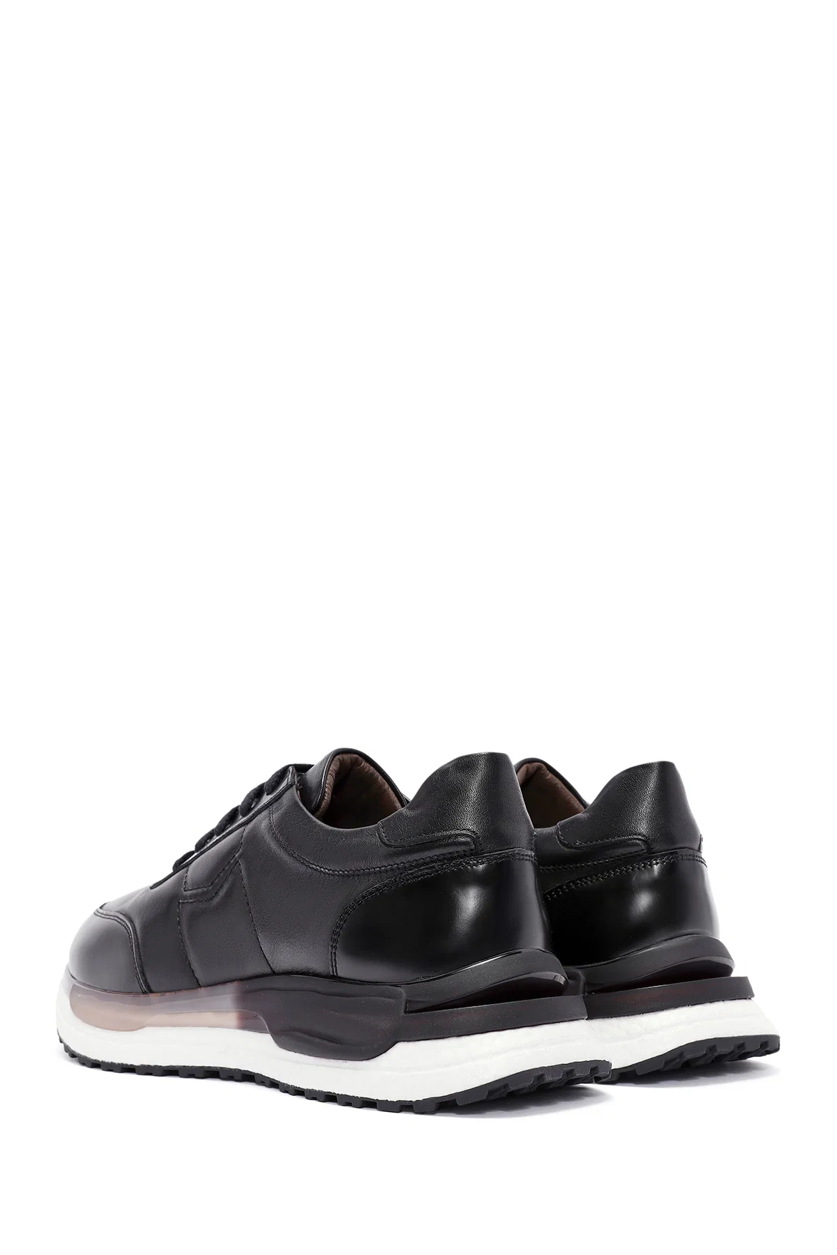 Erkek Siyah Bağcıklı Deri Sneaker - Image 5