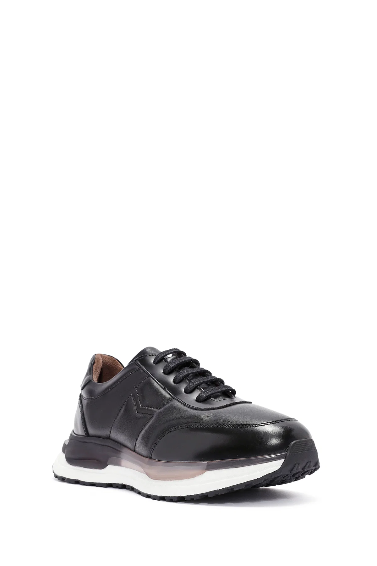 Erkek Siyah Bağcıklı Deri Sneaker - Image 6