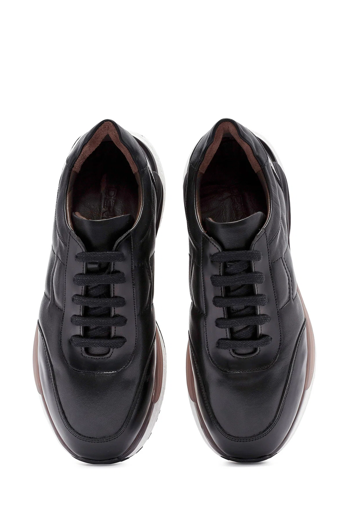 Erkek Siyah Bağcıklı Deri Sneaker - Image 7