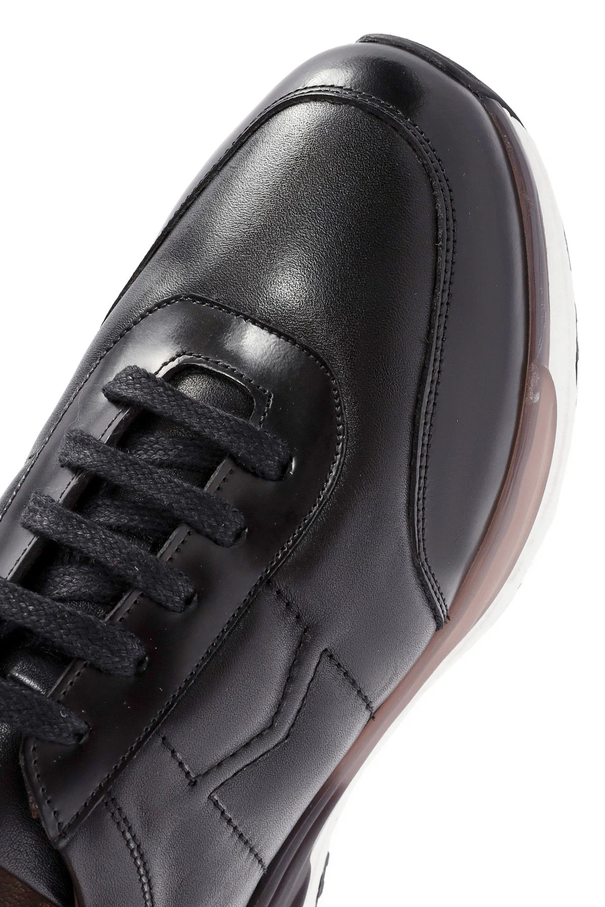 Erkek Siyah Bağcıklı Deri Sneaker - Image 9
