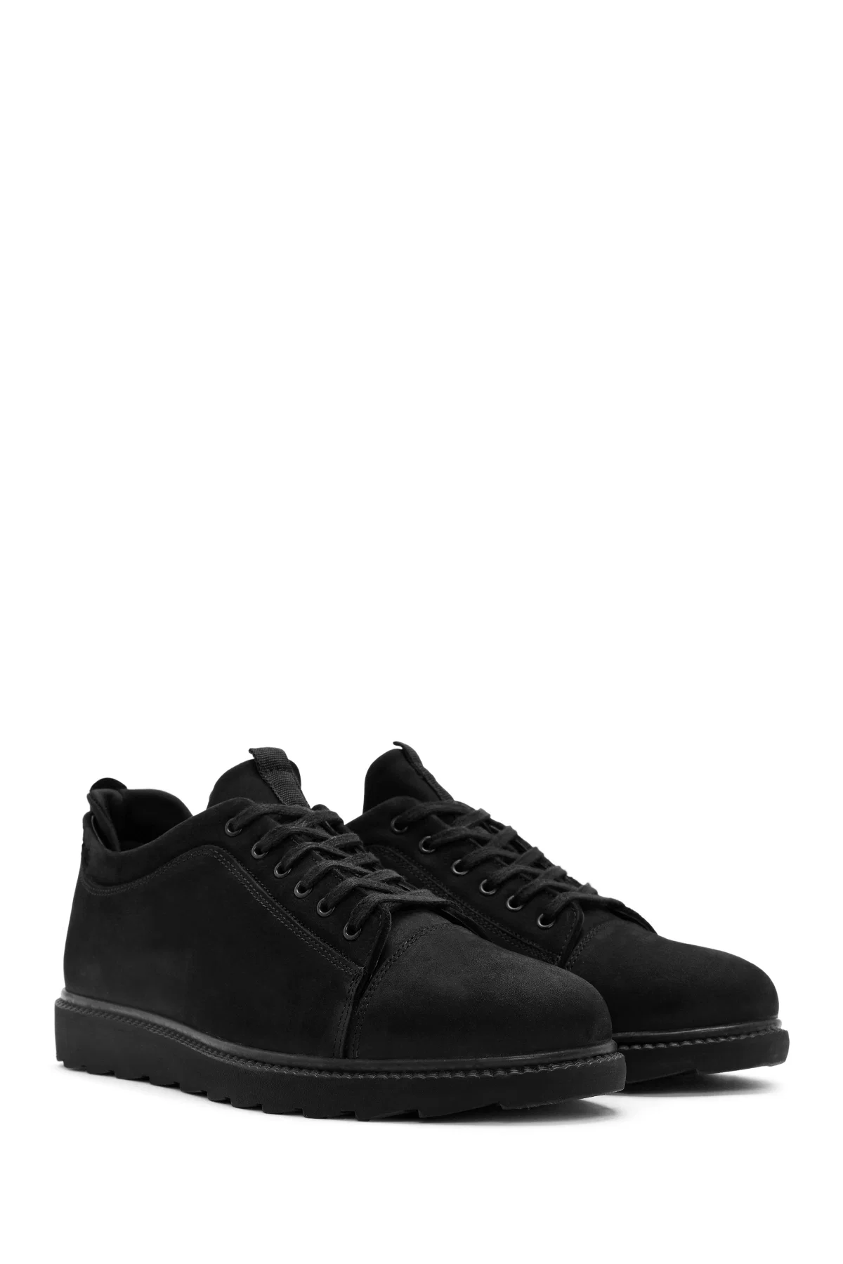 Erkek Siyah Bağcıklı Deri Sneaker - Image 3
