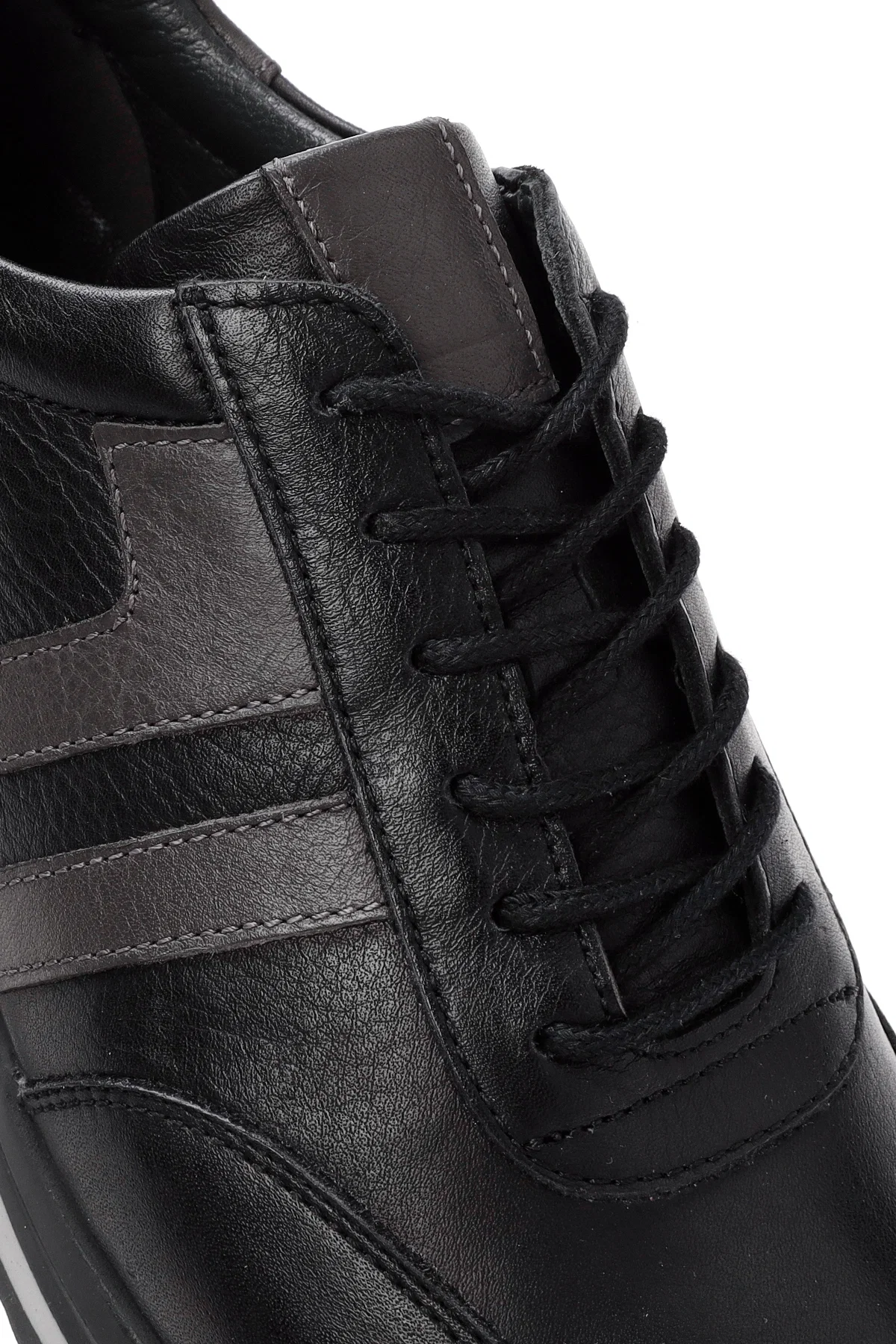 Erkek Siyah Bağcıklı Deri Sneaker - Image 10