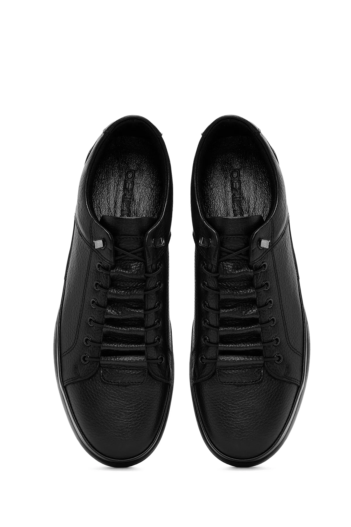Erkek Siyah Bağcıklı Deri Sneaker - Image 7